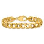 14K 8 inch 9.5mm Flat Beveled Curb with Lobster Clasp Bracelet