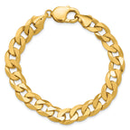 14K 9 inch 9.5mm Flat Beveled Curb with Lobster Clasp Chain