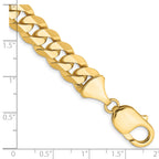 14K 9 inch 9.5mm Flat Beveled Curb with Lobster Clasp Chain