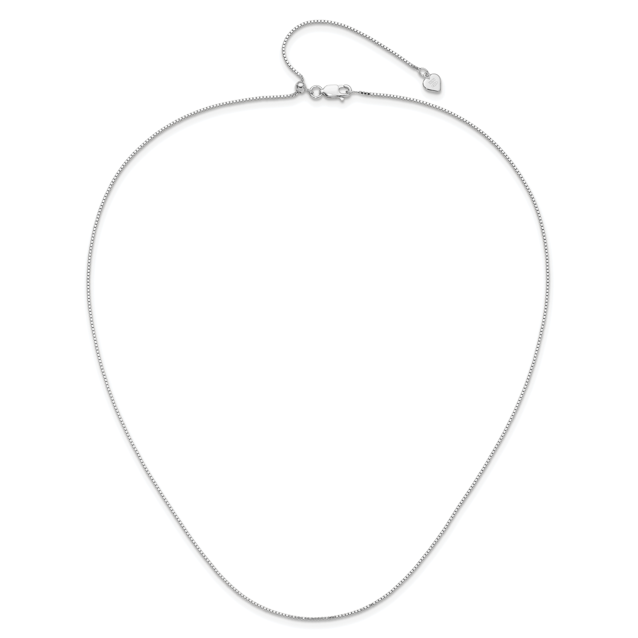 Sterling Silver Rhodium-plated Adjustable .95mm Box Chain