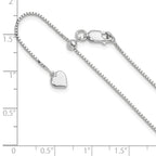 Sterling Silver Rhodium-plated Adjustable .95mm Box Chain