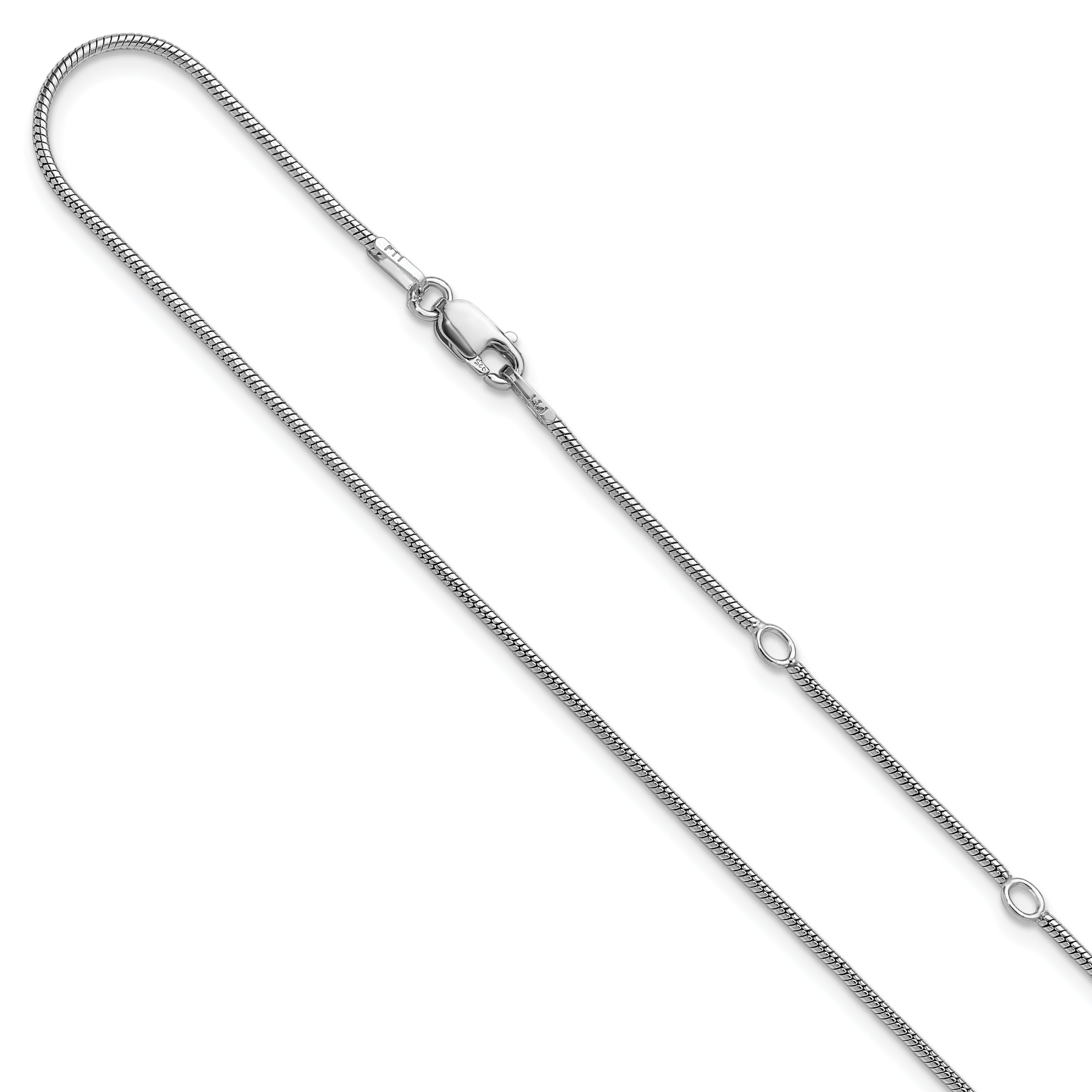 SS Rh-plat 1.1mm Round Snake 1in+1in Adjustable Chain Main image