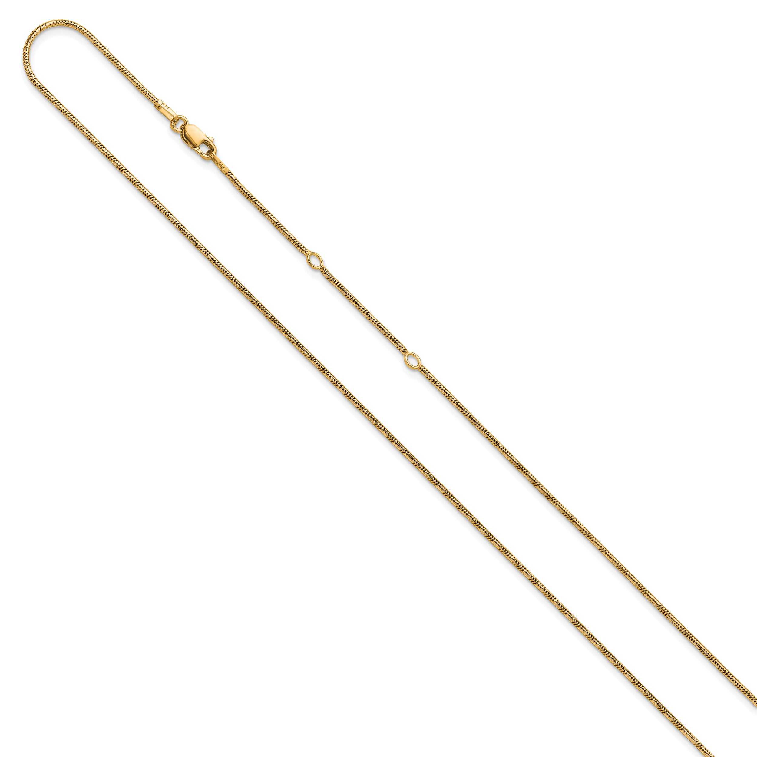 SS Gold-plat 1.1mm Round Snake 1in+1in Adjustable Chain