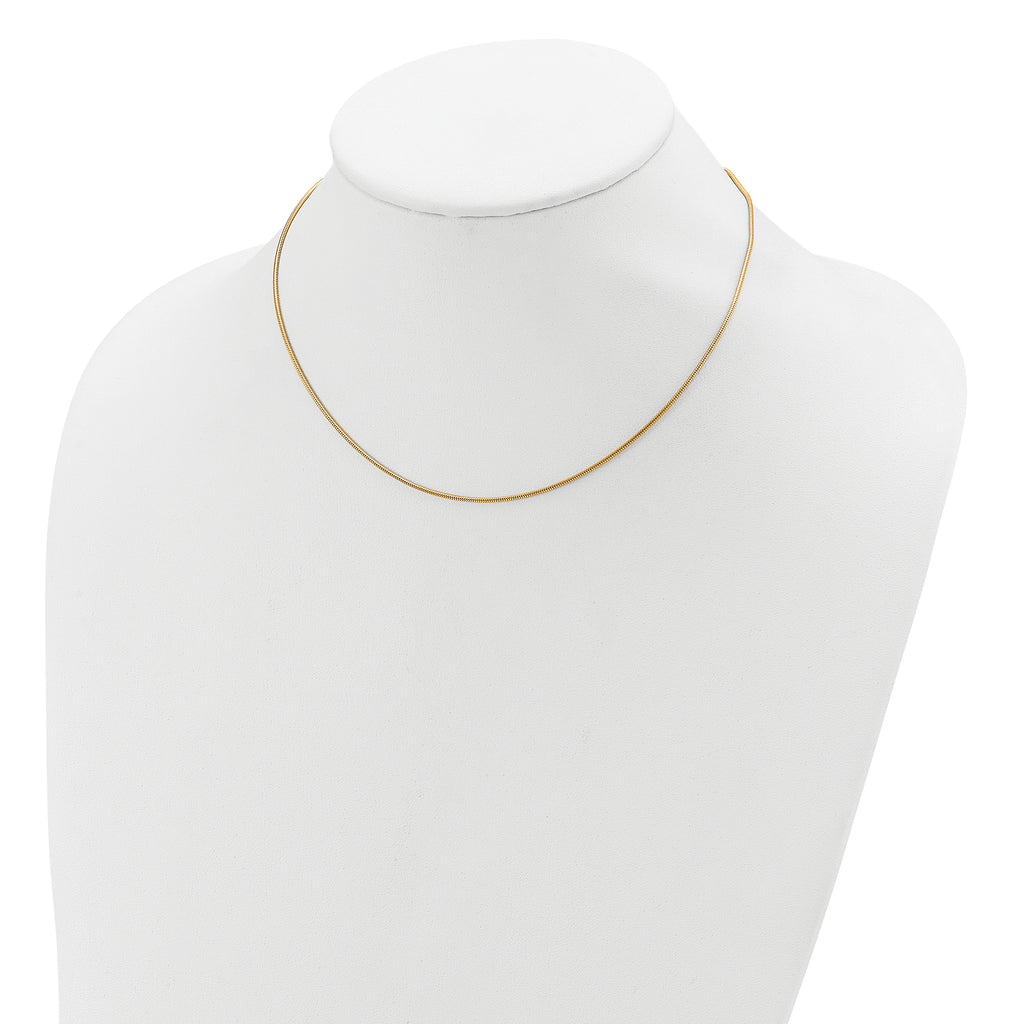 SS Gold-plat 1.1mm Round Snake 1in+1in Adjustable Chain
