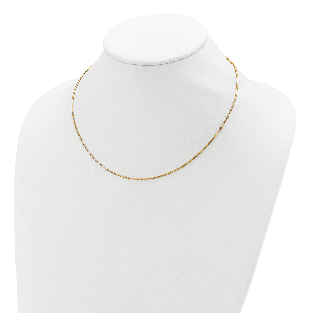 SS Gold-plat 1.1mm Round Snake 1in+1in Adjustable Chain