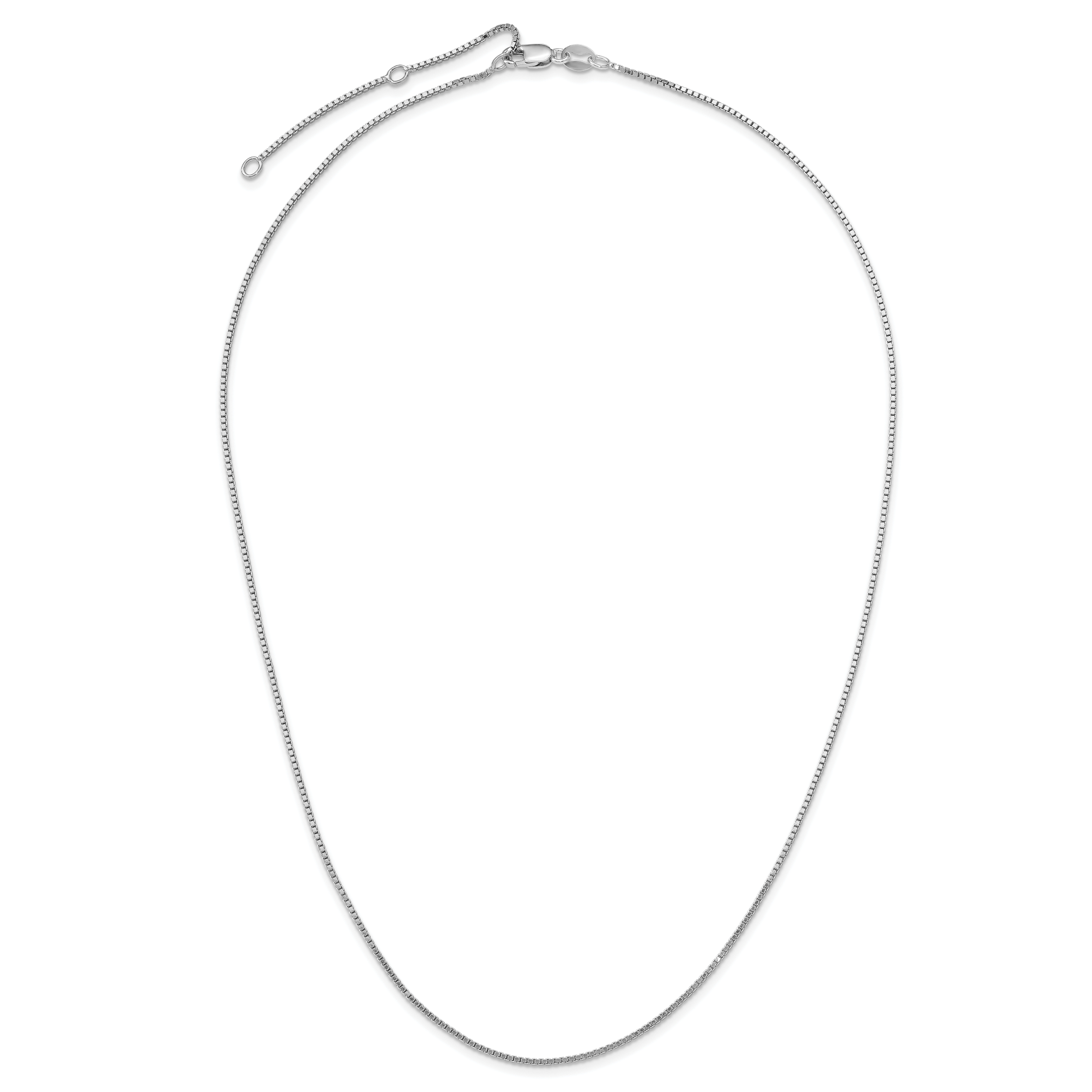 SS Rh-plated .95mm Box 1in+1in Adjustable Chain Secondary image