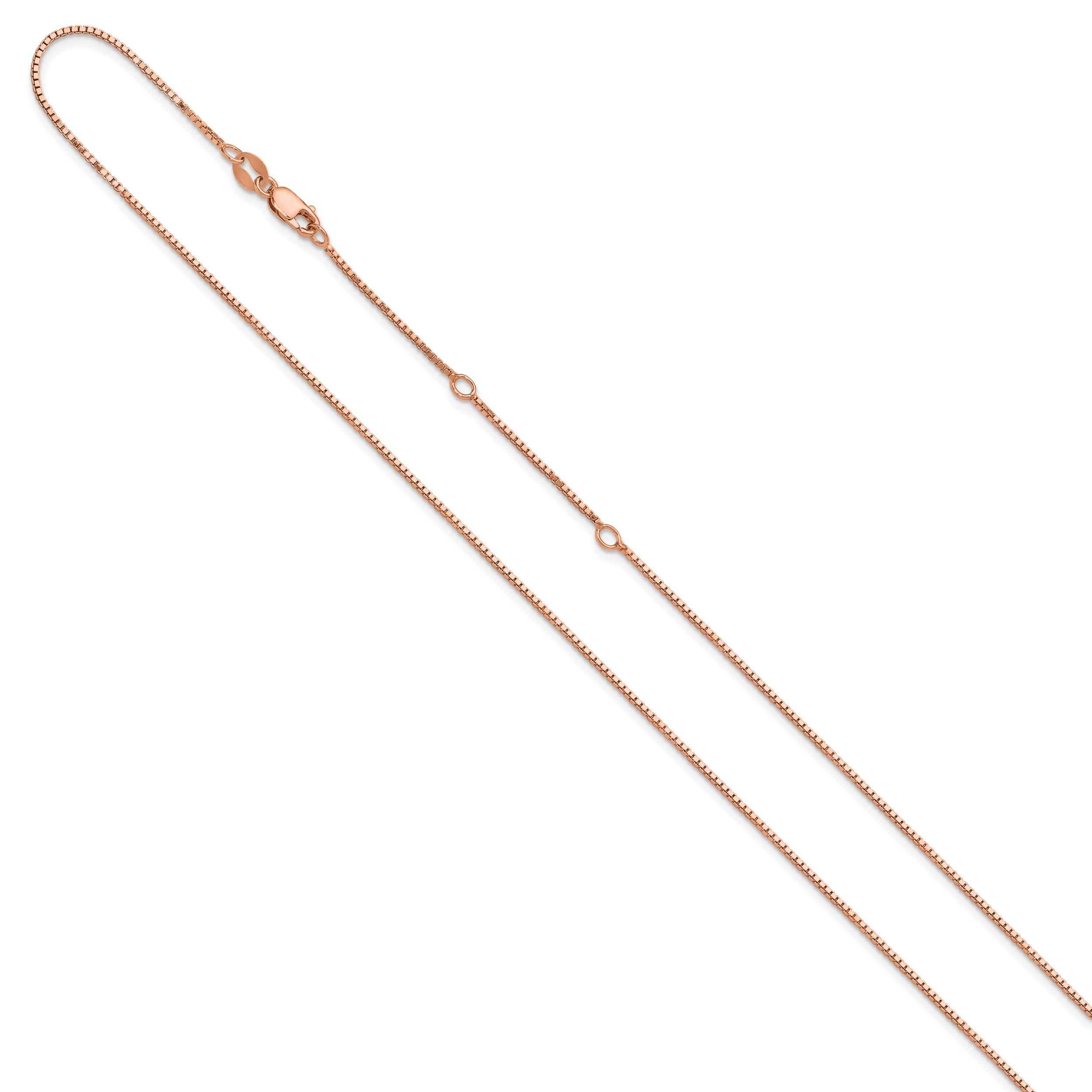 SS Rose Gold-plated .95mm Box 1in+1in Adjustable Chain