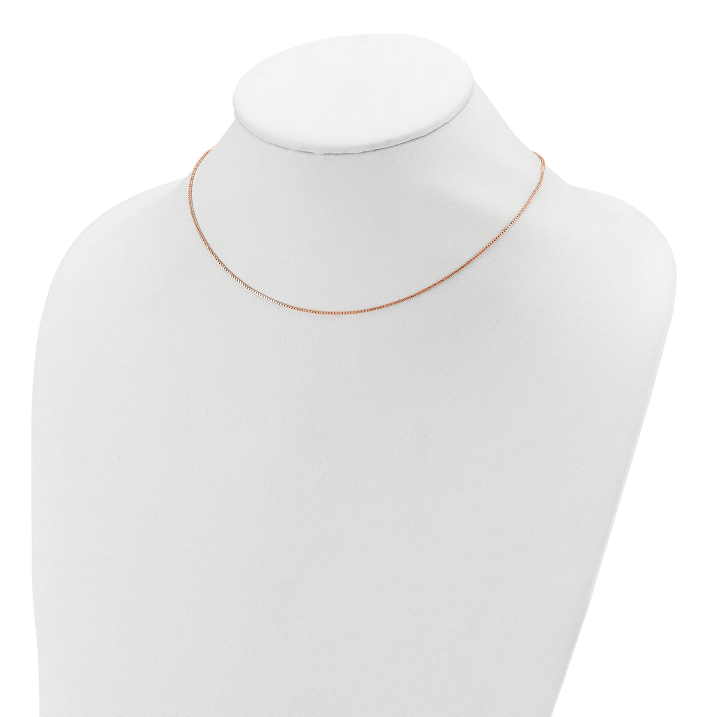 SS Rose Gold-plated .95mm Box 1in+1in Adjustable Chain