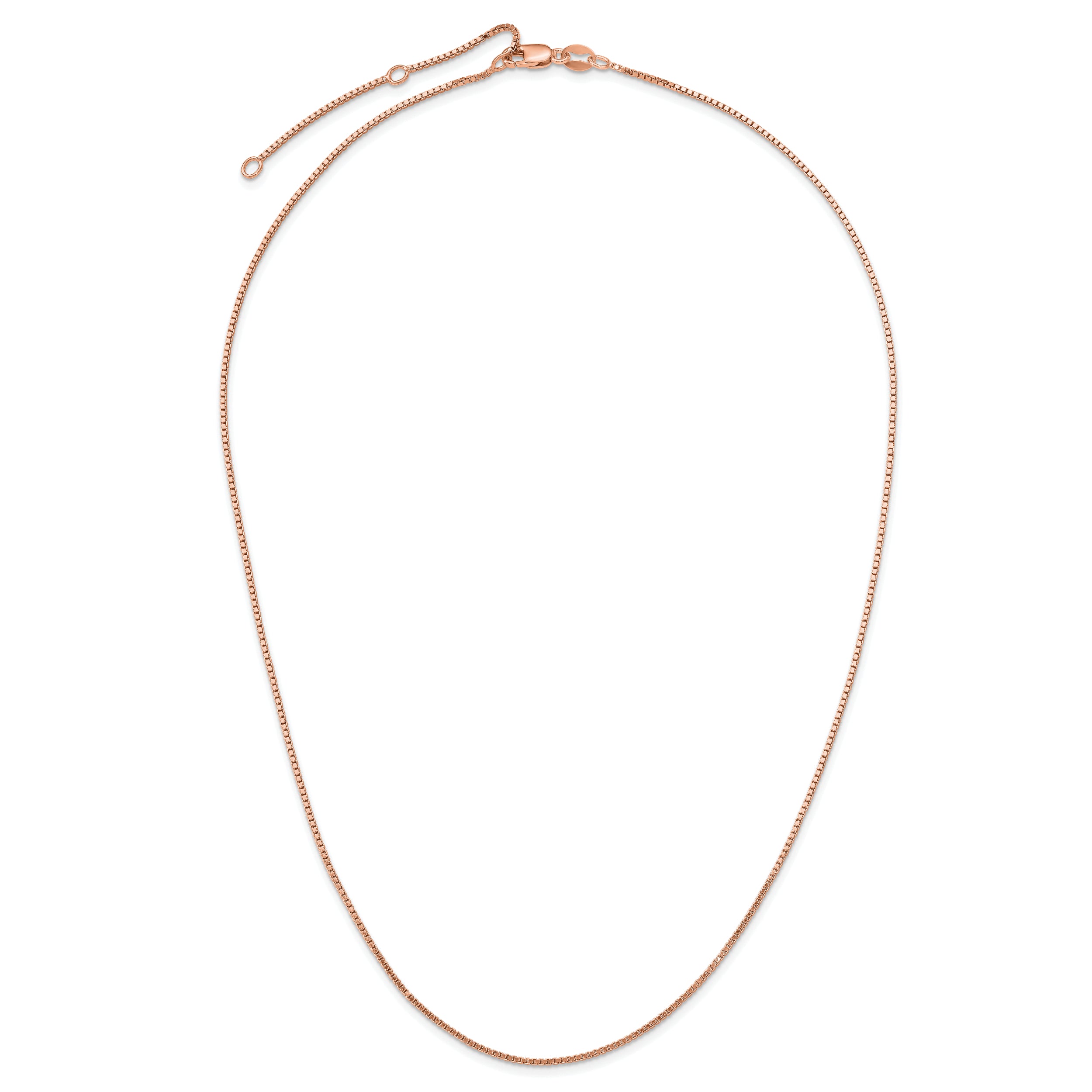 SS Rose Gold-plated .95mm Box 1in+1in Adjustable Chain