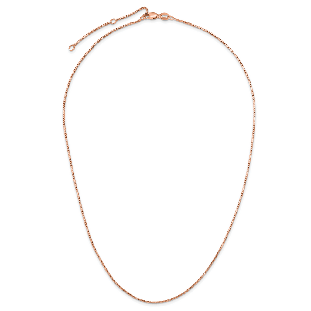 SS Rose Gold-plated .95mm Box 1in+1in Adjustable Chain