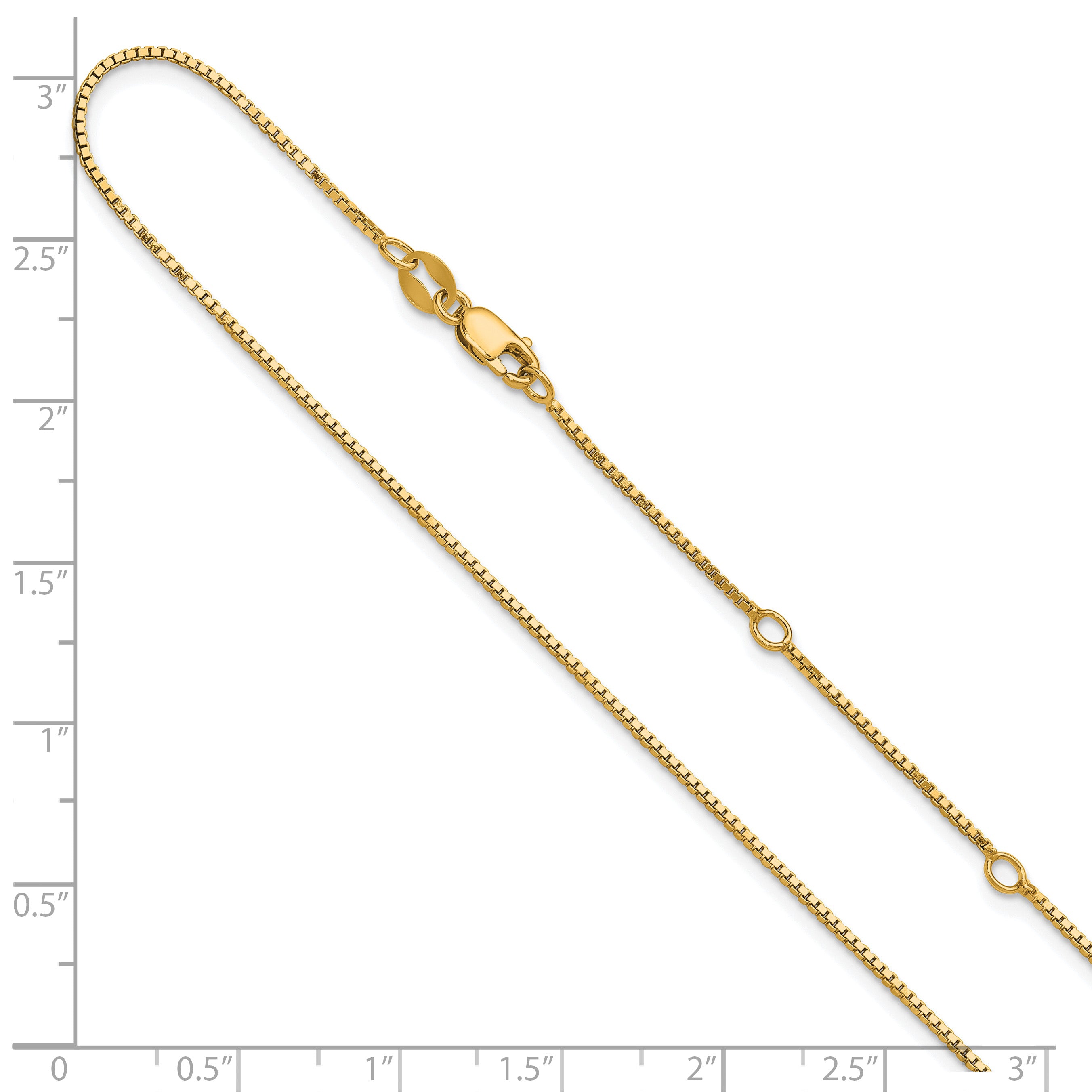 SS Gold-plated .95mm Box 1in+1in Adjustable Chain