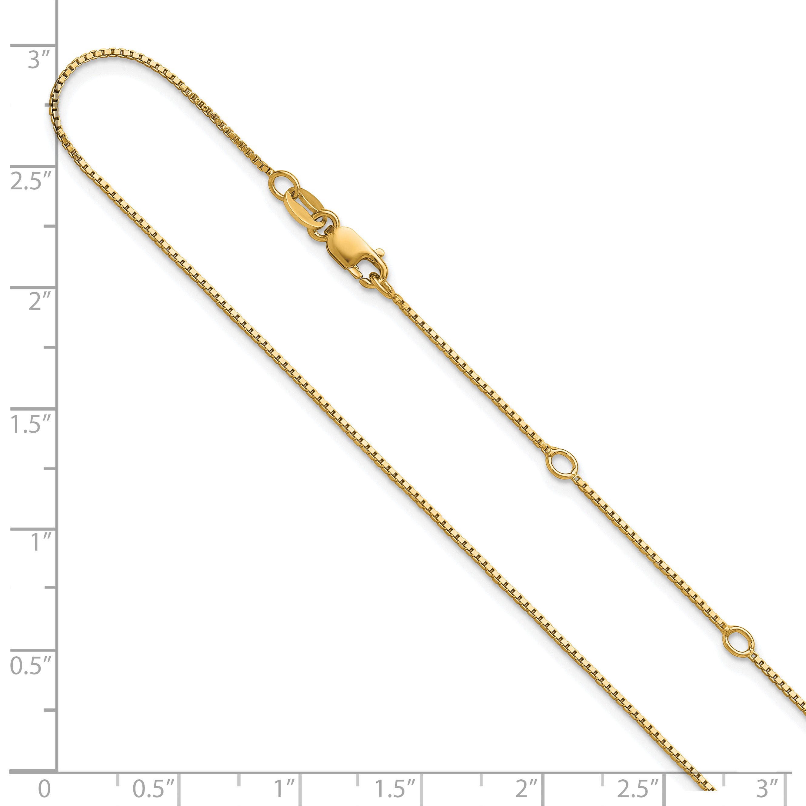 SS Gold-plated .85mm Box 1in+1in Adjustable Chain