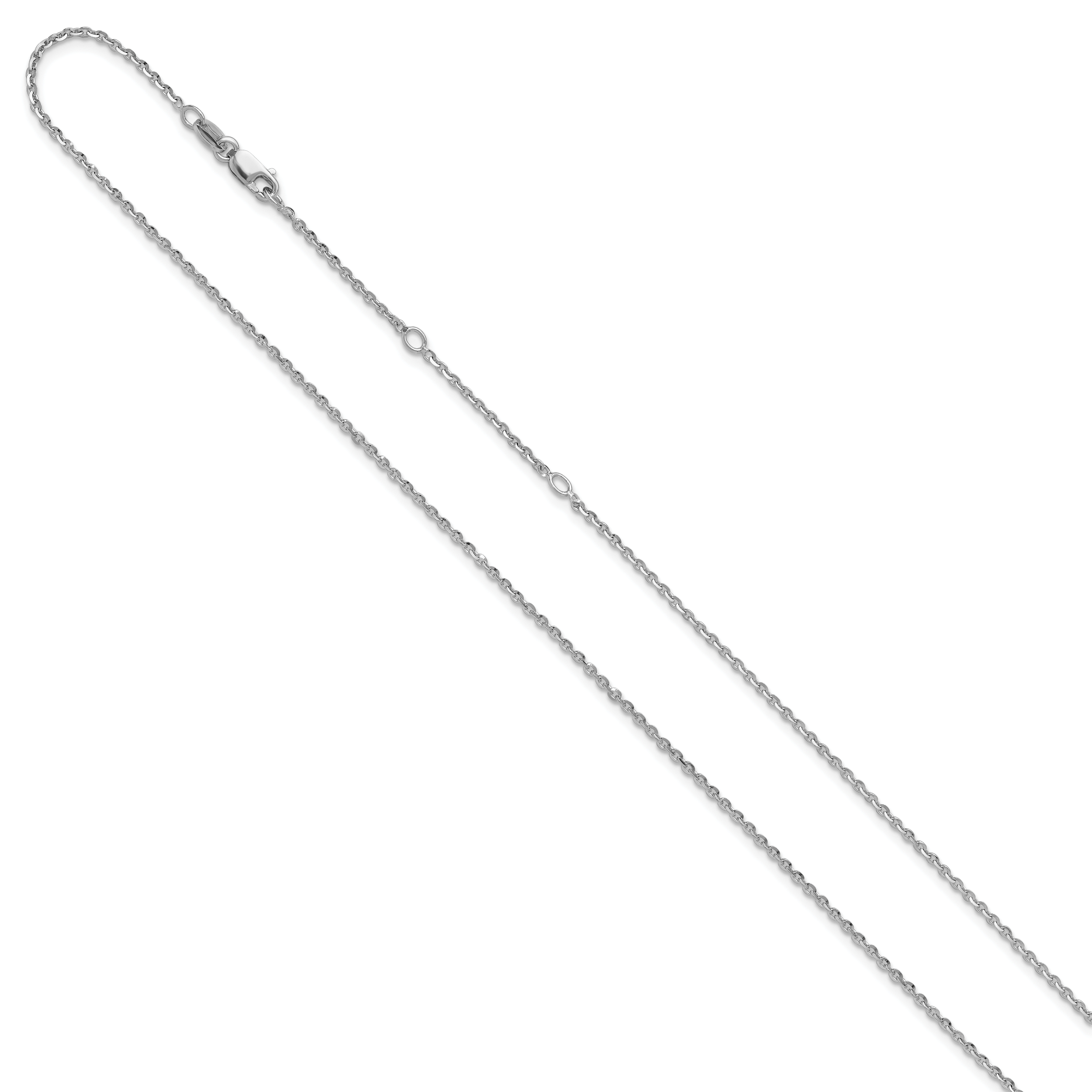 SS Rh-plate Polish/Dia-cut 1.45mm Cable 1in+1in Adjustable Chain Secondary image