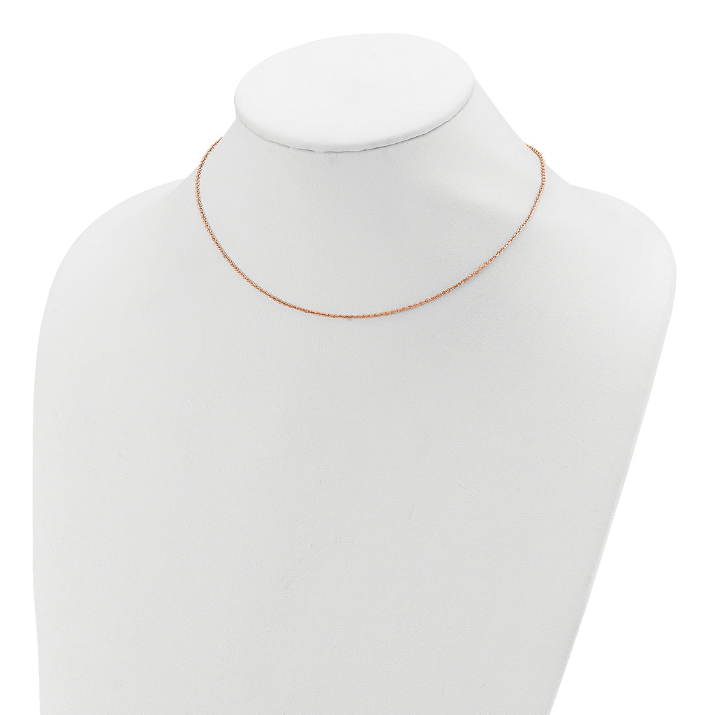 SS Rose Gold-plt Polish/Dia-cut 1.45mm Cable 1in+1in Adjustable Ch