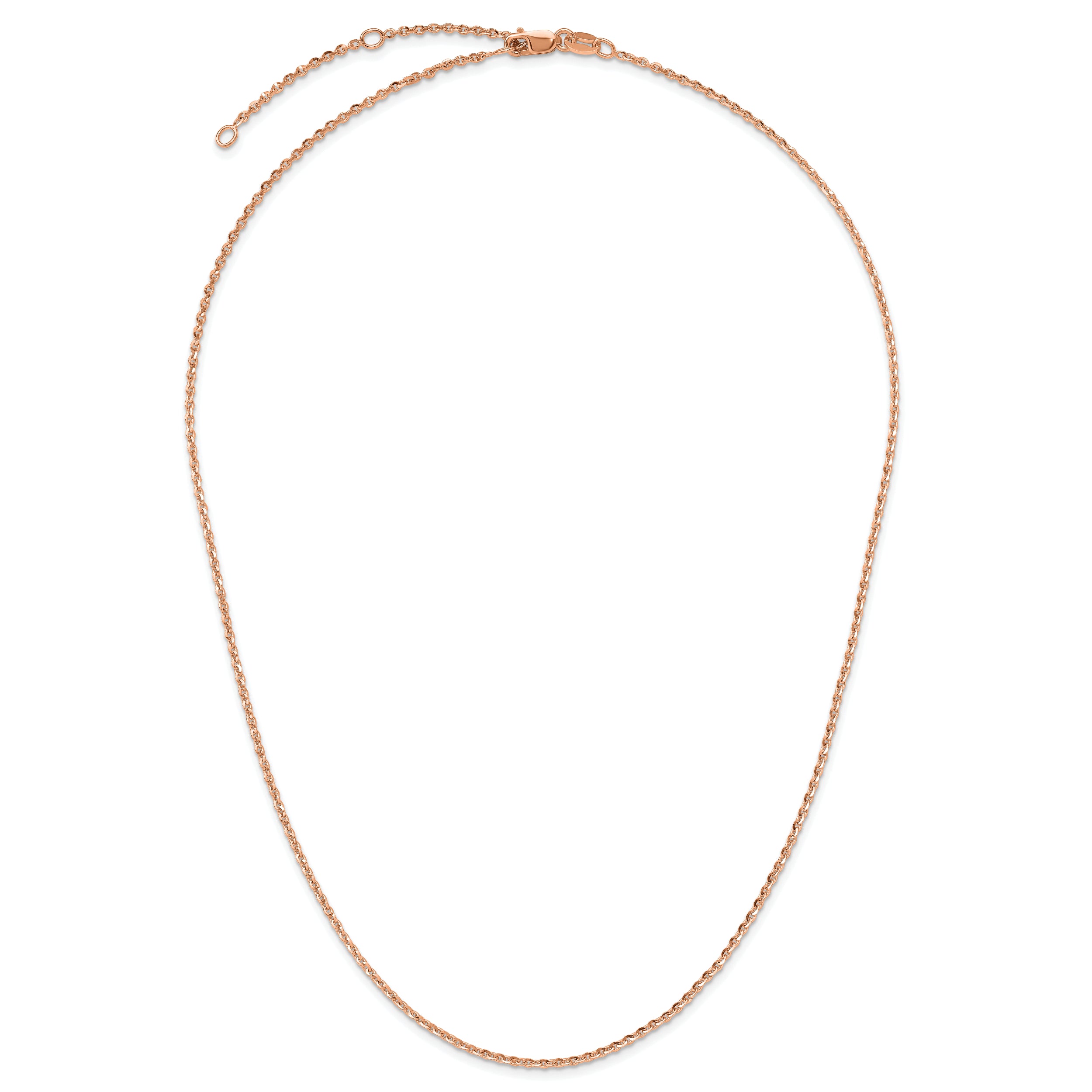 SS Rose Gold-plt Polish/Dia-cut 1.45mm Cable 1in+1in Adjustable Ch