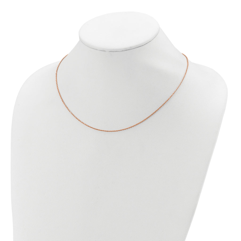SS Rose Gold-plt Polish/Dia-cut 1.45mm Cable 1in+1in Adjustable Ch
