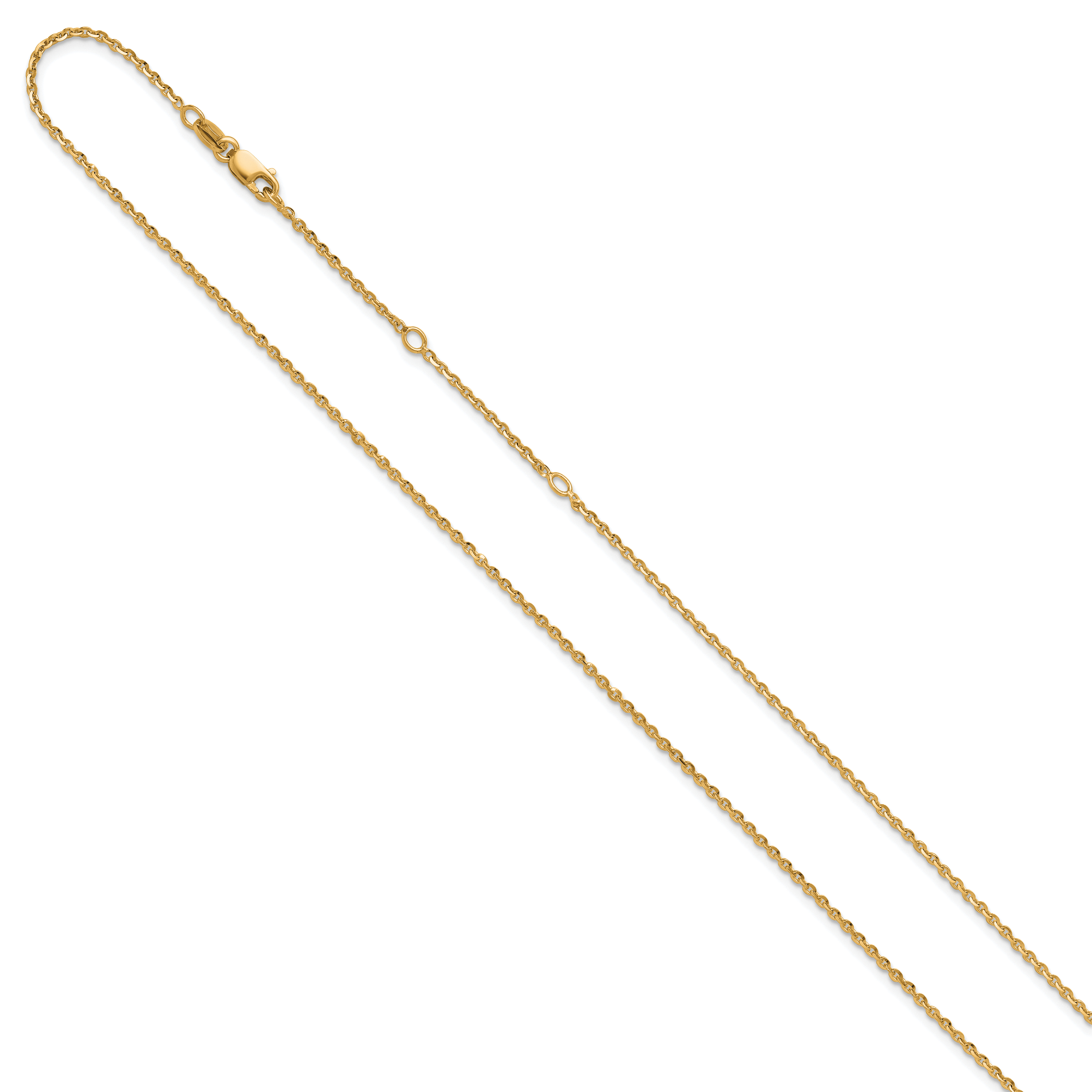 SS Gold-plat Polish/Dia-cut 1.45mm Cable 1in+1in Adjustable Chain Secondary image