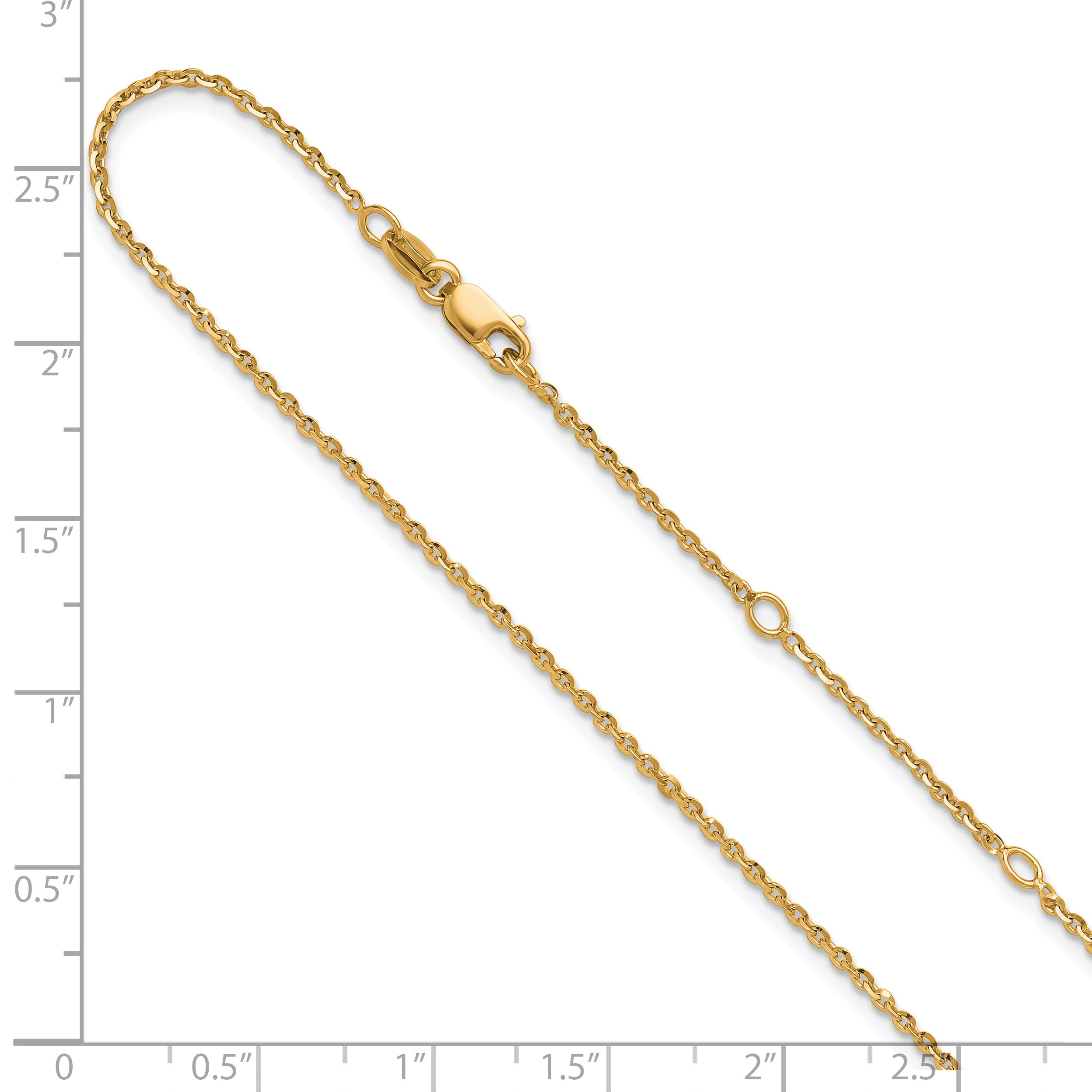 SS Gold-plat Polish/Dia-cut 1.45mm Cable 1in+1in Adjustable Chain
