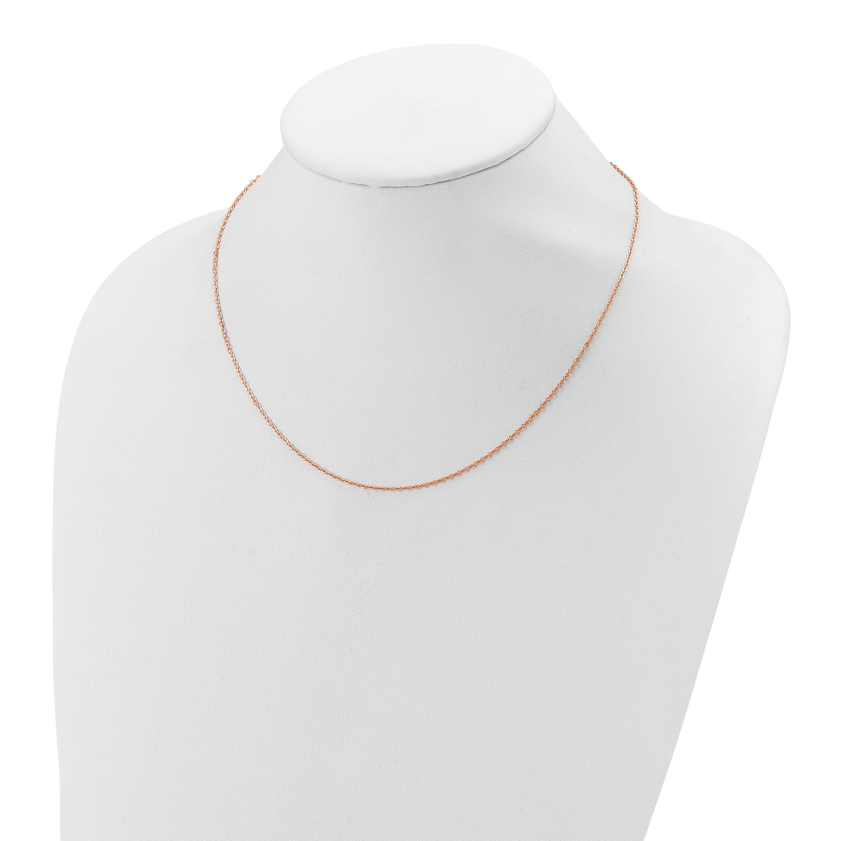 SS Rose Gold-plat Polished/Dia-cut 1.4mm Cable 1in+1in Adjustable