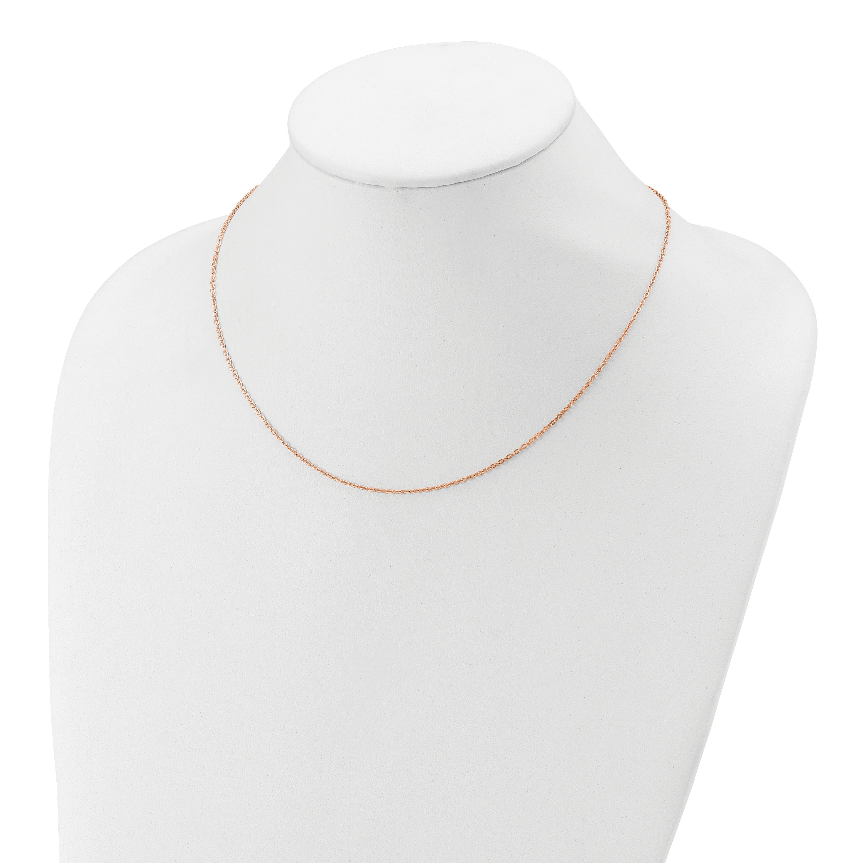 SS Rose Gold-plat Polished/Dia-cut 1.4mm Cable 1in+1in Adjustable