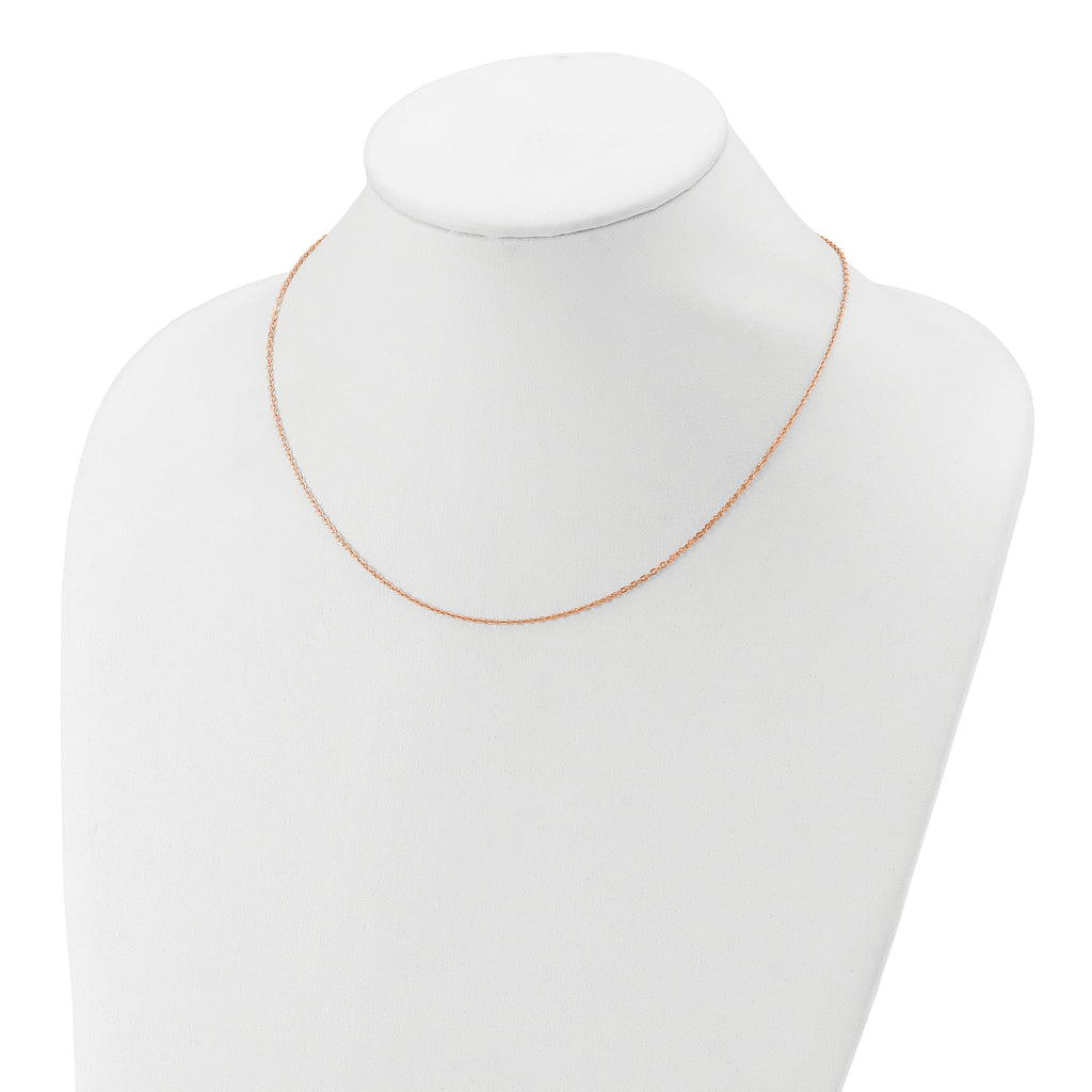 SS Rose Gold-plat Polished/Dia-cut 1.4mm Cable 1in+1in Adjustable