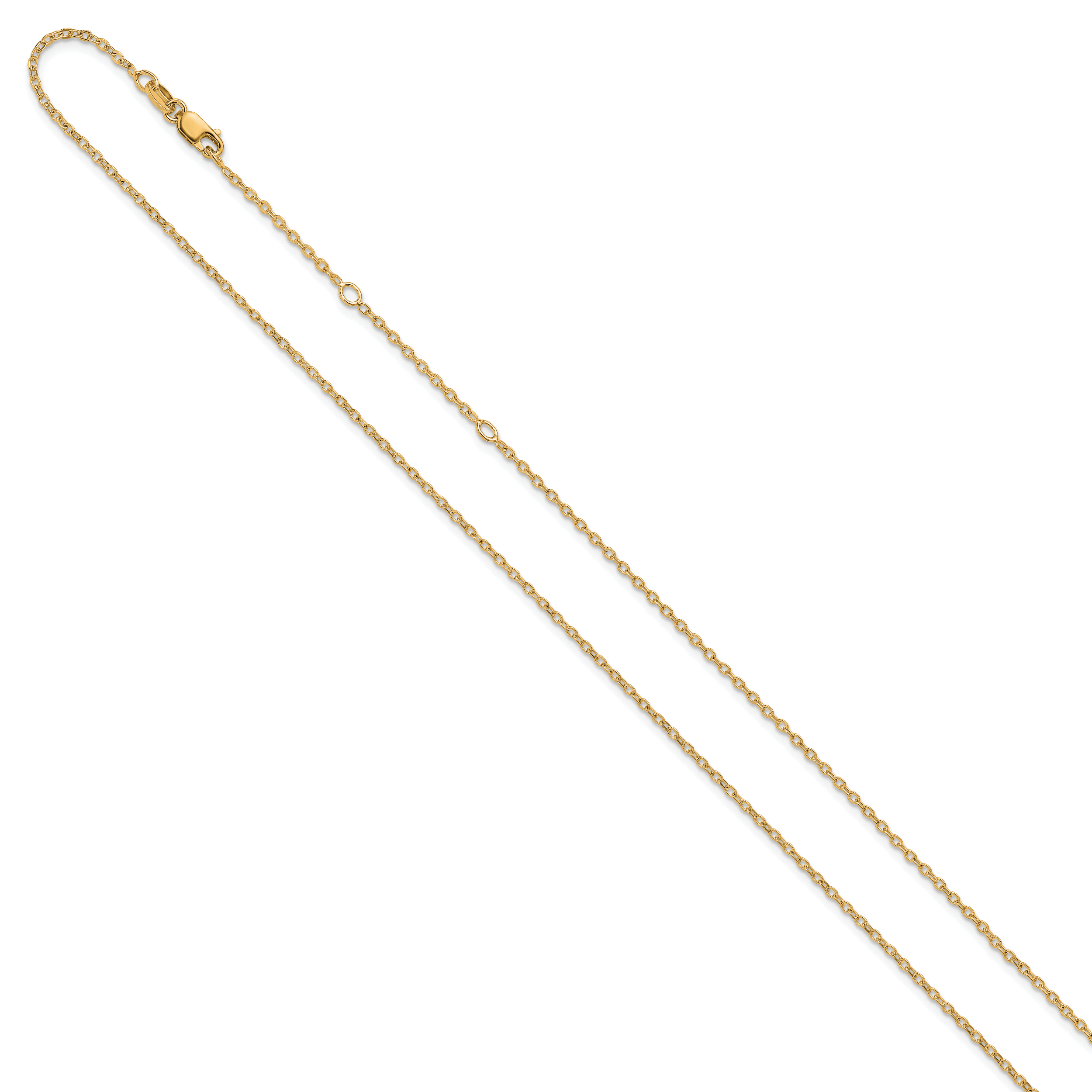 SS Gold-plat Polished/Dia-cut 1.4mm Cable 1in+1in Adjustable Chain Secondary image