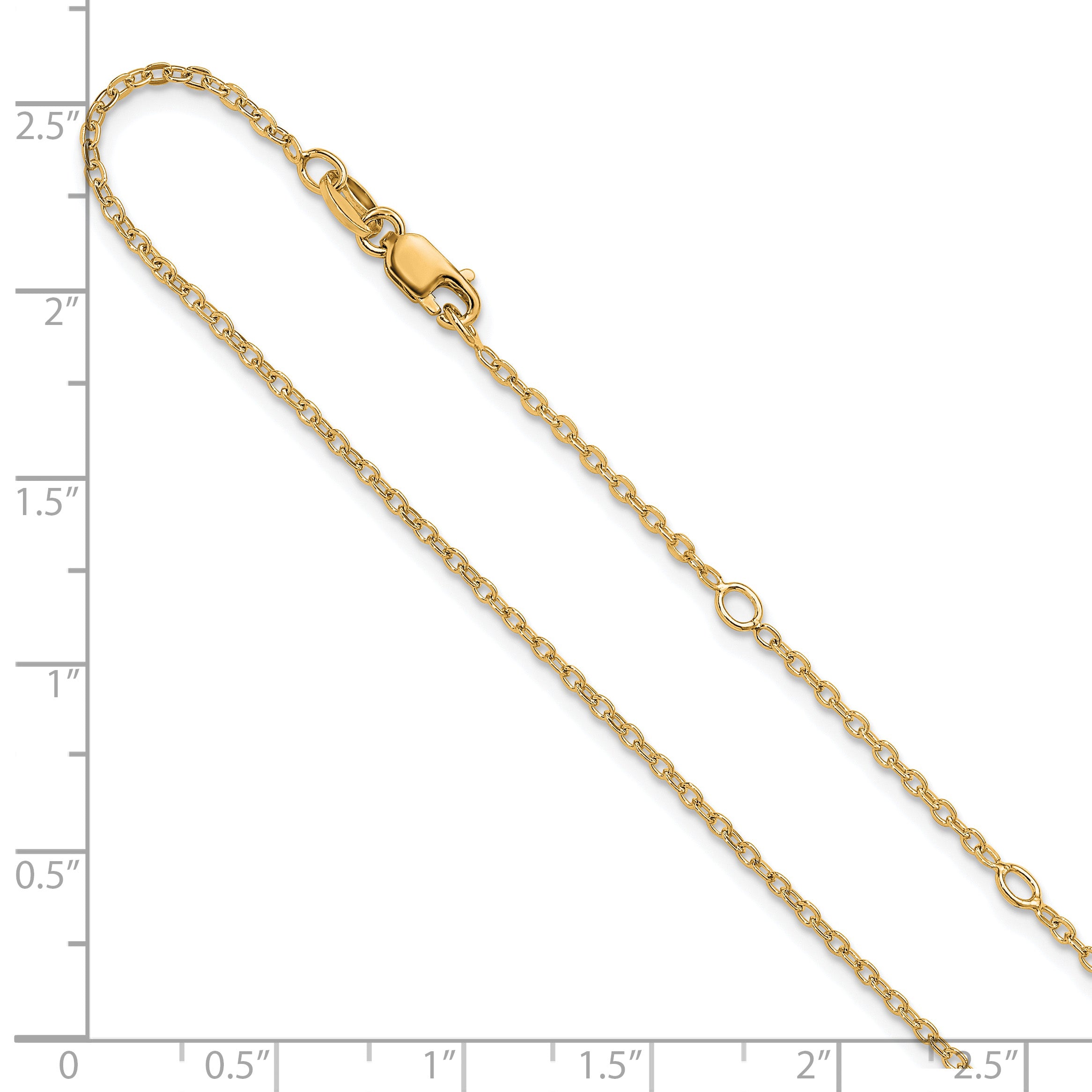 SS Gold-plat Polished/Dia-cut 1.4mm Cable 1in+1in Adjustable Chain