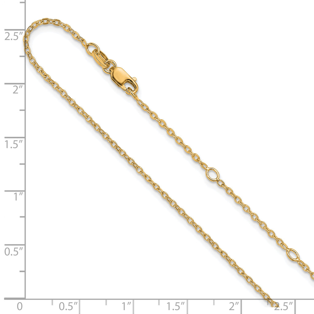 SS Gold-plat Polished/Dia-cut 1.4mm Cable 1in+1in Adjustable Chain