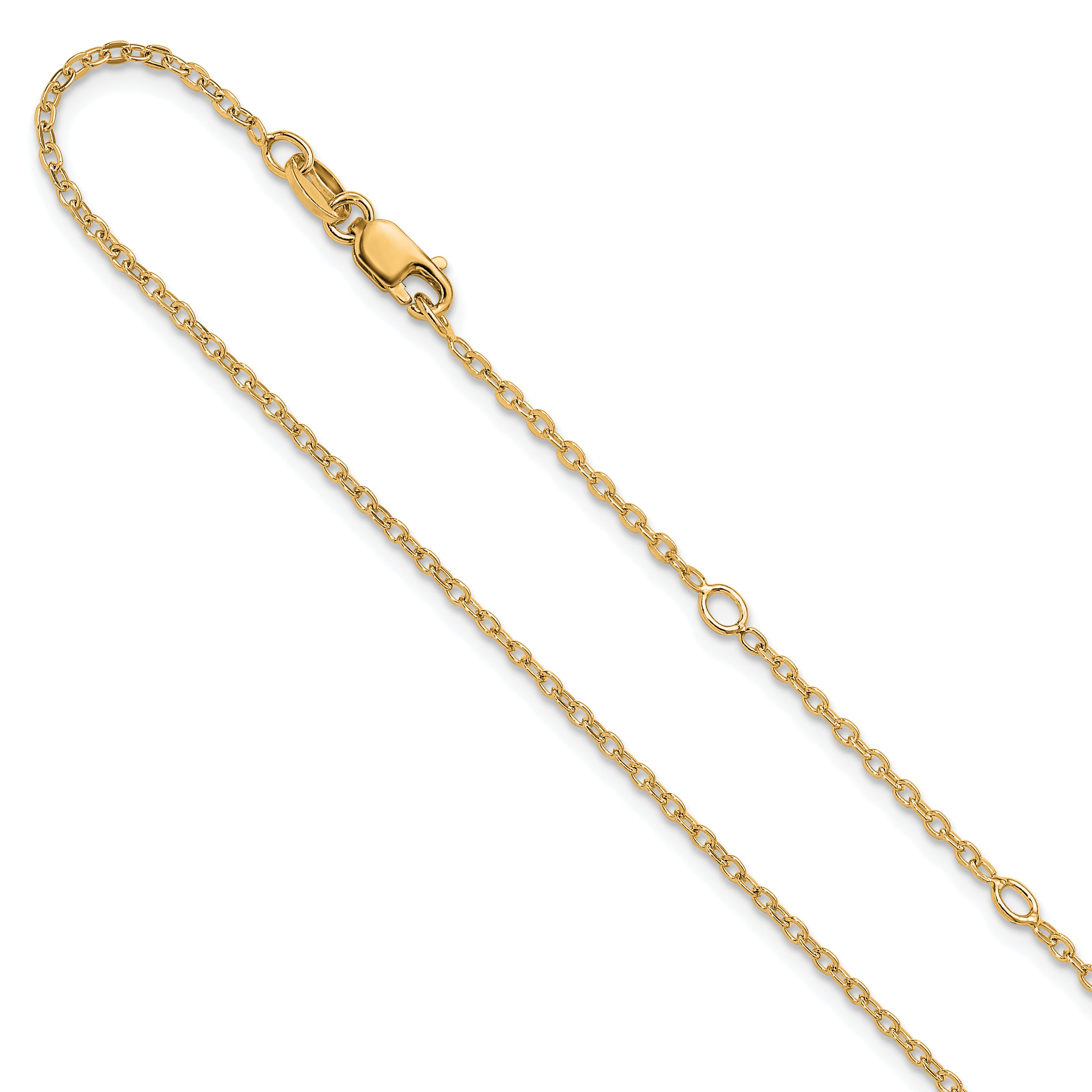 SS Gold-plat Polished/Dia-cut 1.4mm Cable 1in+1in Adjustable Chain Main image