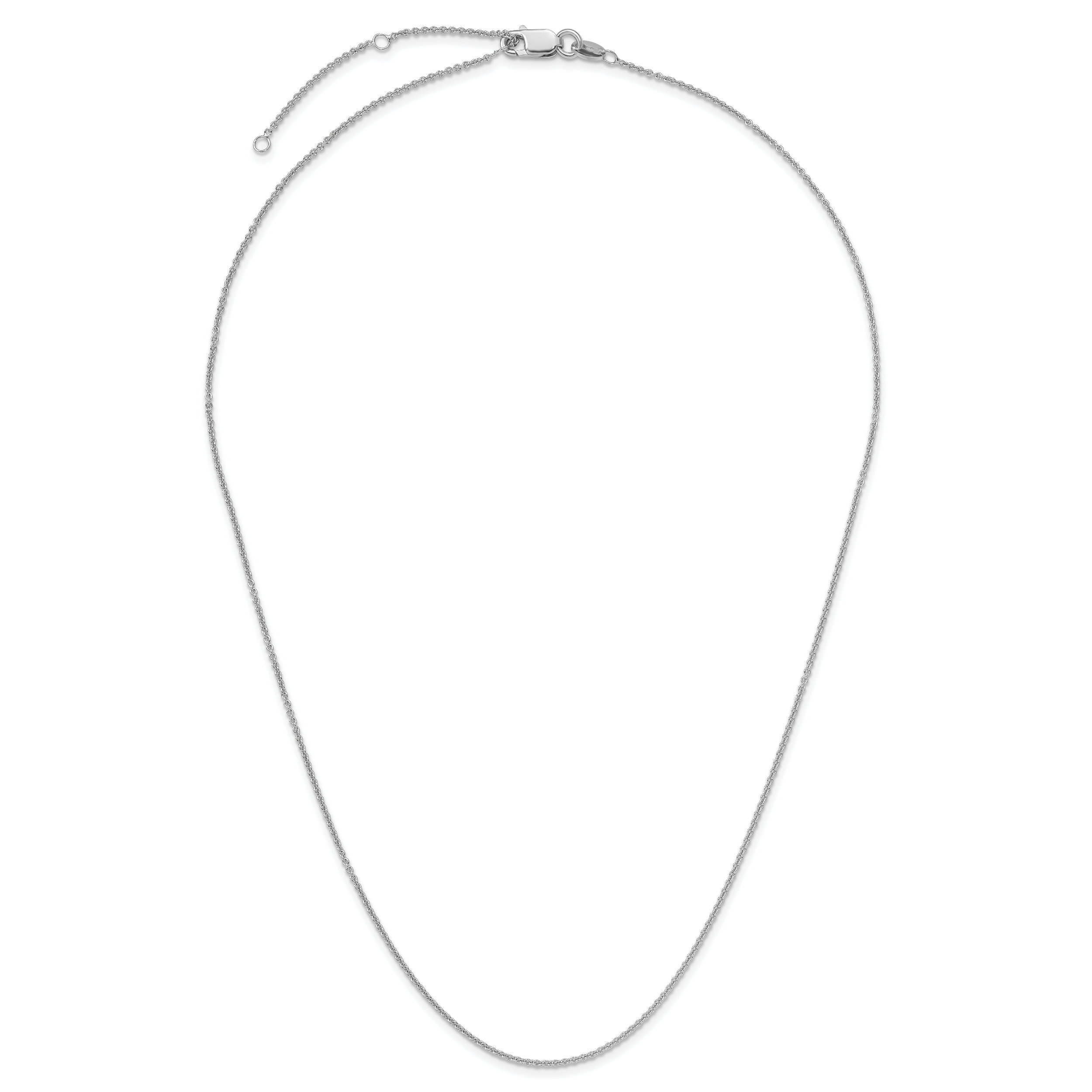 Sterling Silver Rh-plated .95mm Rolo 1in+1in Adjustable Chain