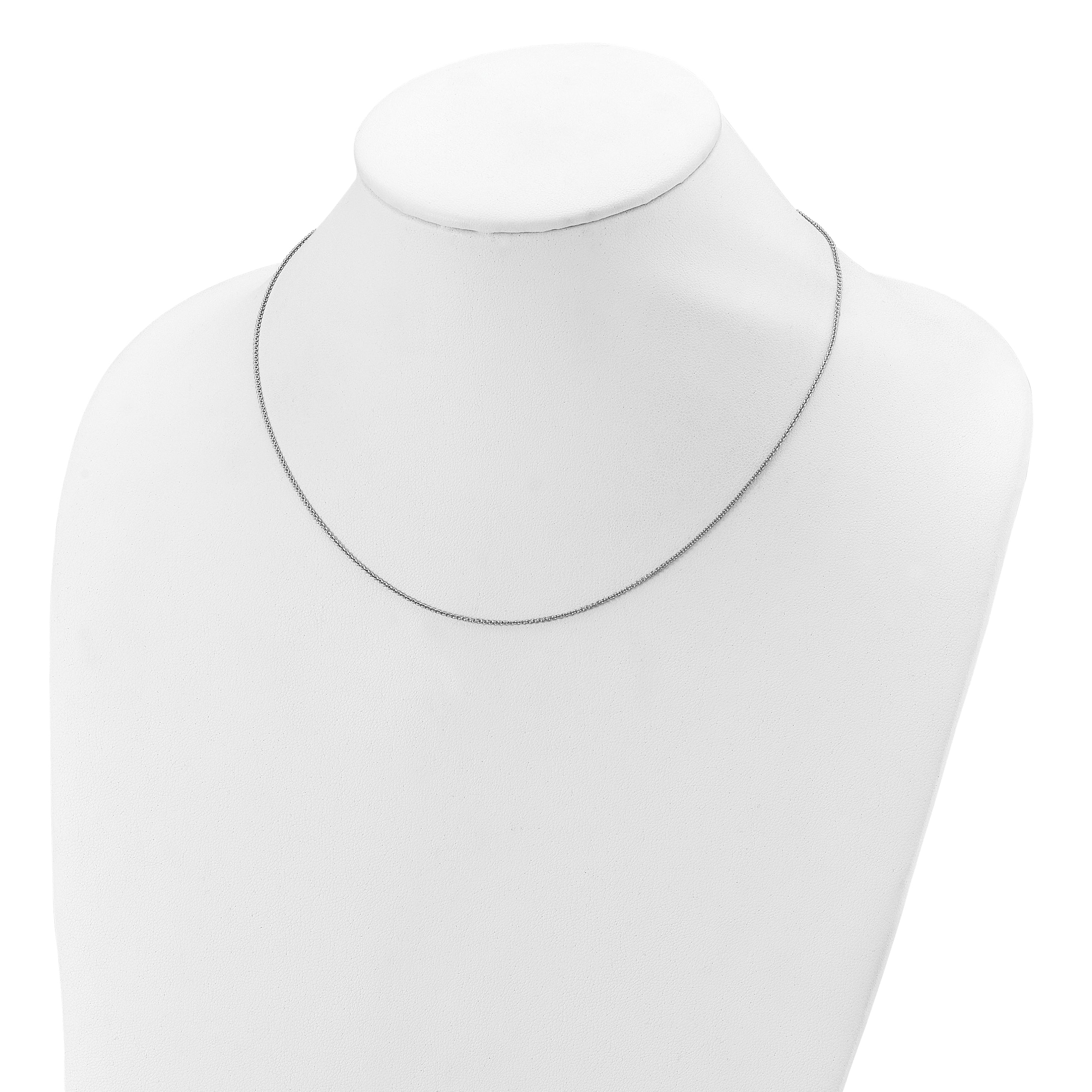 Sterling Silver Rh-plated .95mm Rolo 1in+1in Adjustable Chain