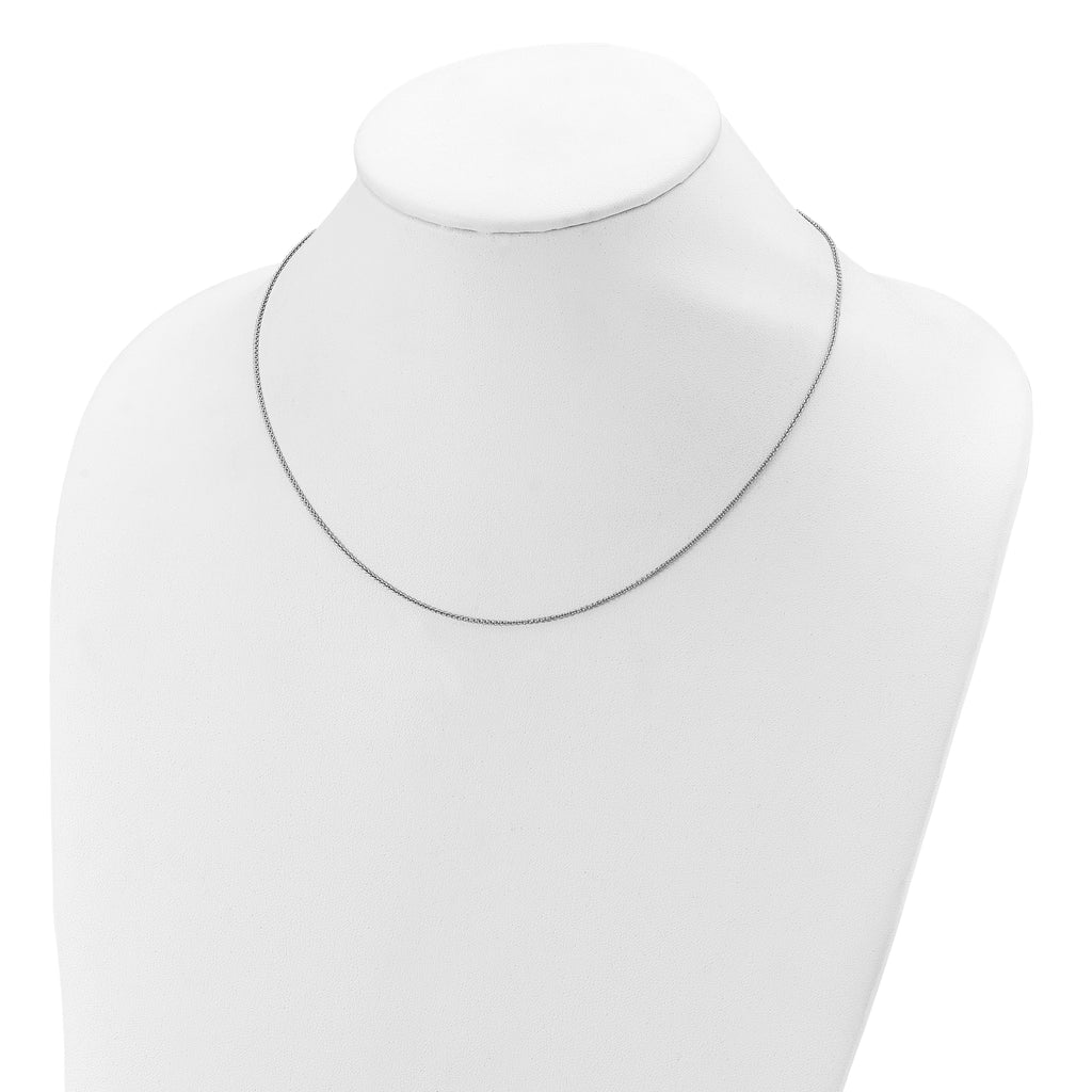 Sterling Silver Rh-plated .95mm Rolo 1in+1in Adjustable Chain
