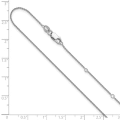 Sterling Silver Rh-plated .95mm Rolo 1in+1in Adjustable Chain