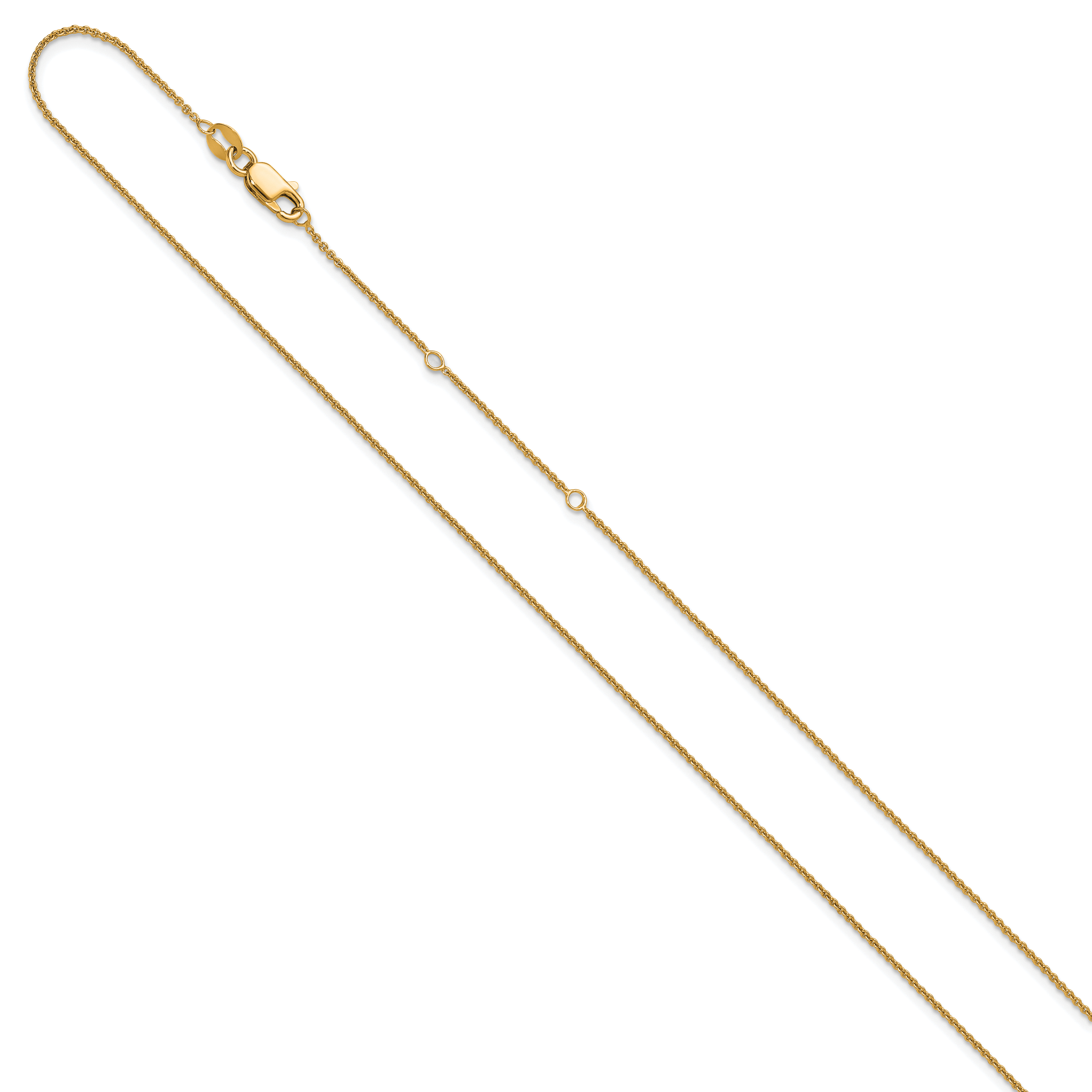 Sterling Silver Gold-plated 1.1mm Rolo 1in+1in Adjustable Chain Secondary image