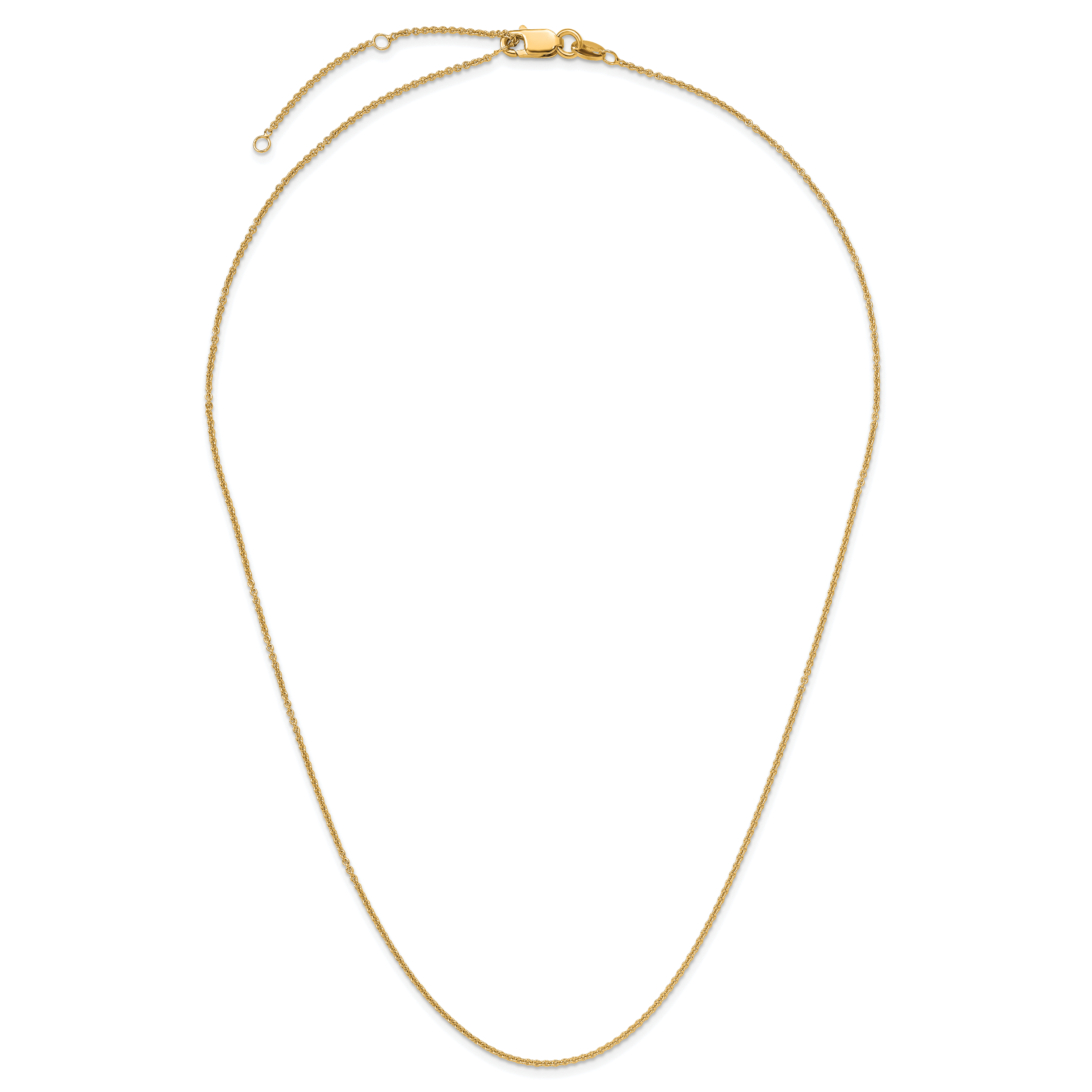 Sterling Silver Gold-plated 1.1mm Rolo 1in+1in Adjustable Chain