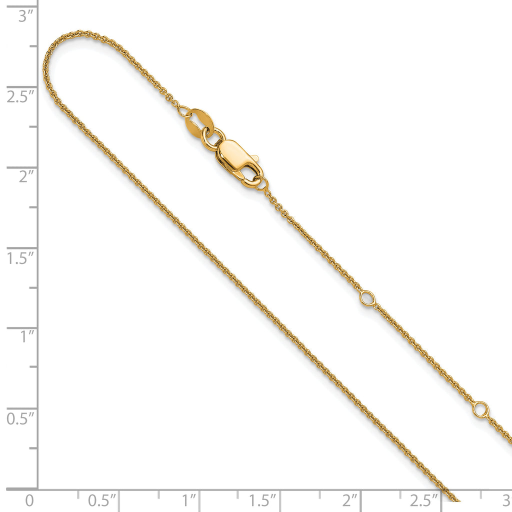 Sterling Silver Gold-plated 1.1mm Rolo 1in+1in Adjustable Chain