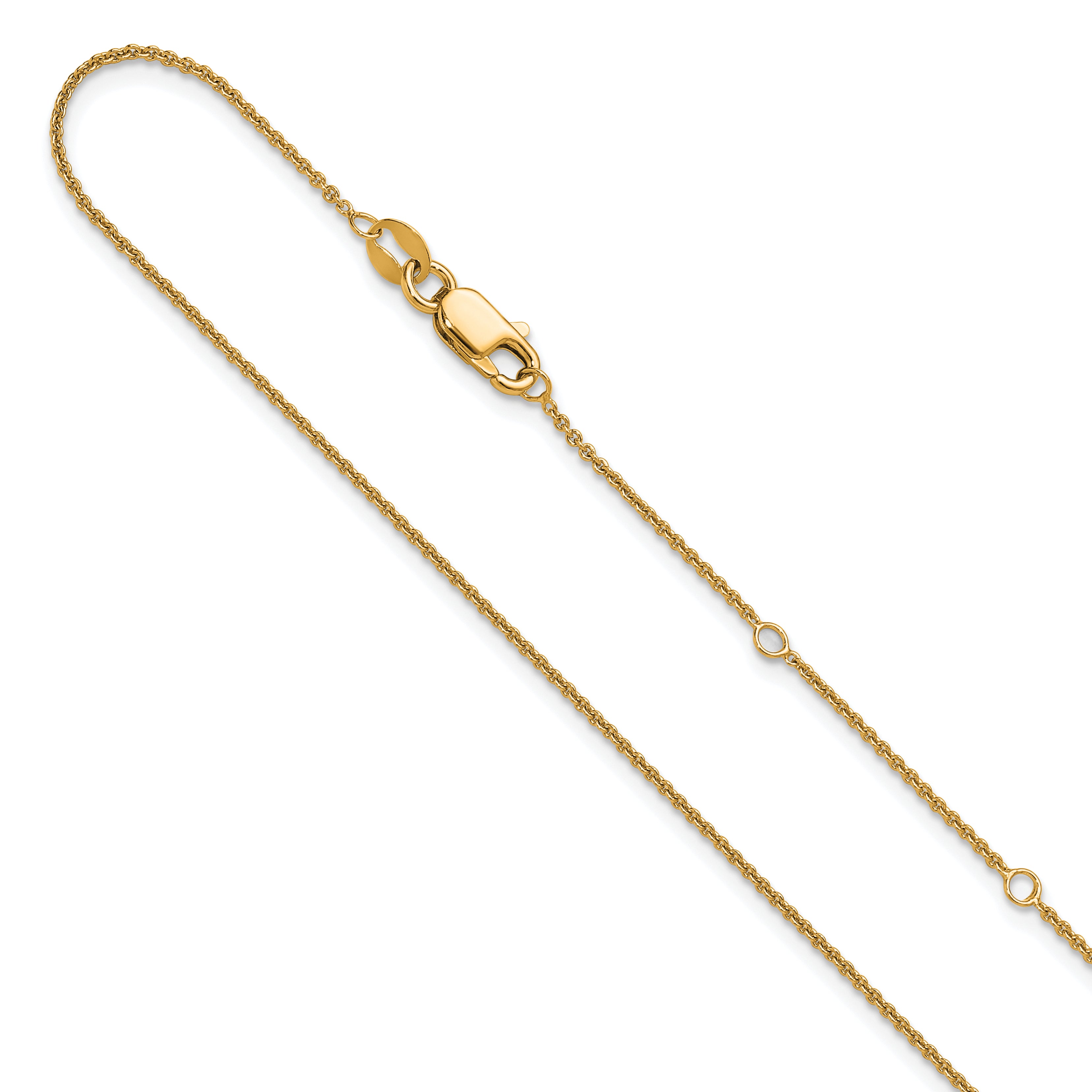 Sterling Silver Gold-plated 1.1mm Rolo 1in+1in Adjustable Chain Main image