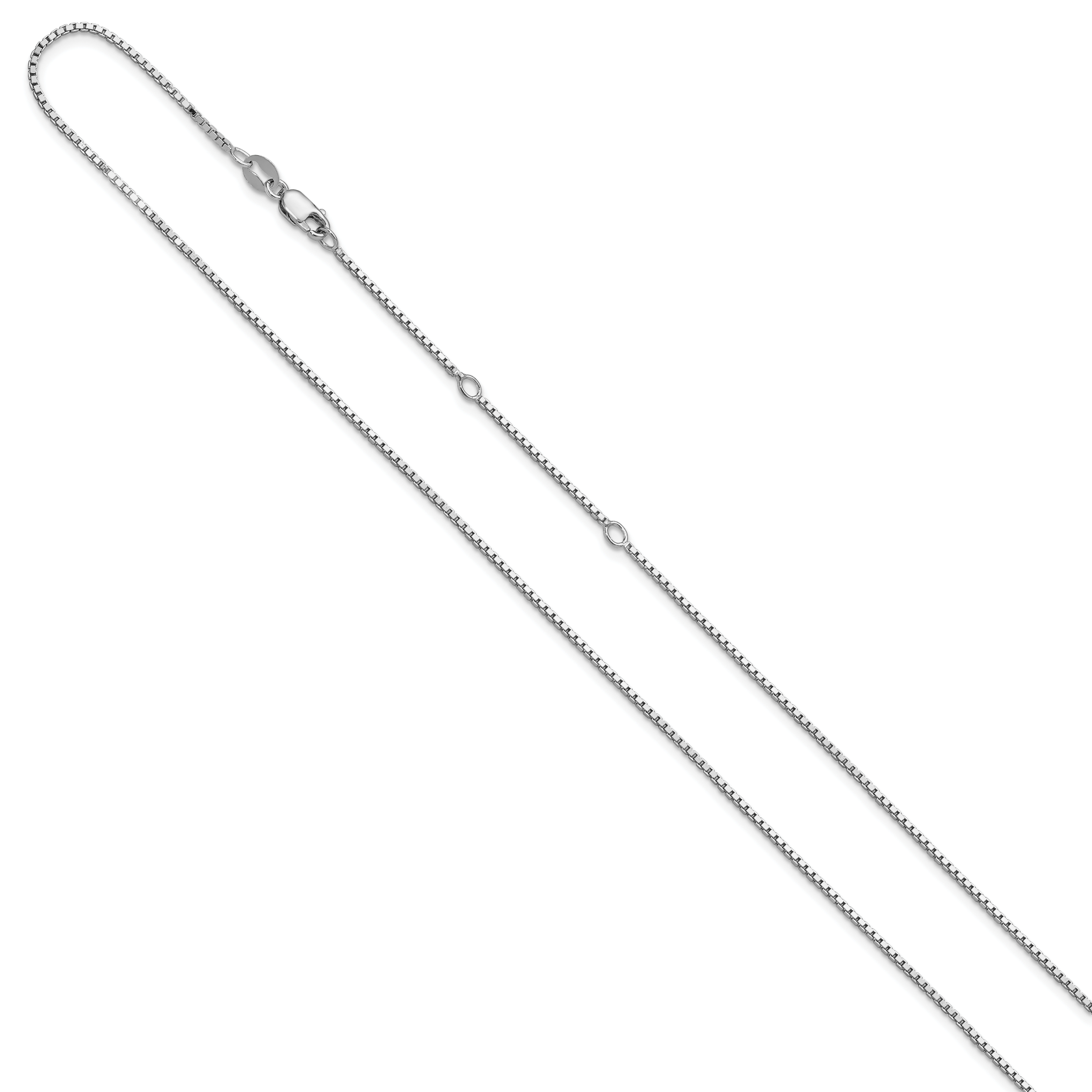 SS Rh-plated 1.1mm Box 1in+1in Adjustable Chain Secondary image