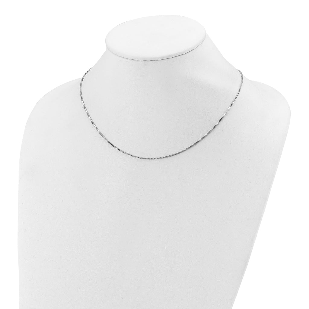SS Rh-plated 1.1mm Box 1in+1in Adjustable Chain