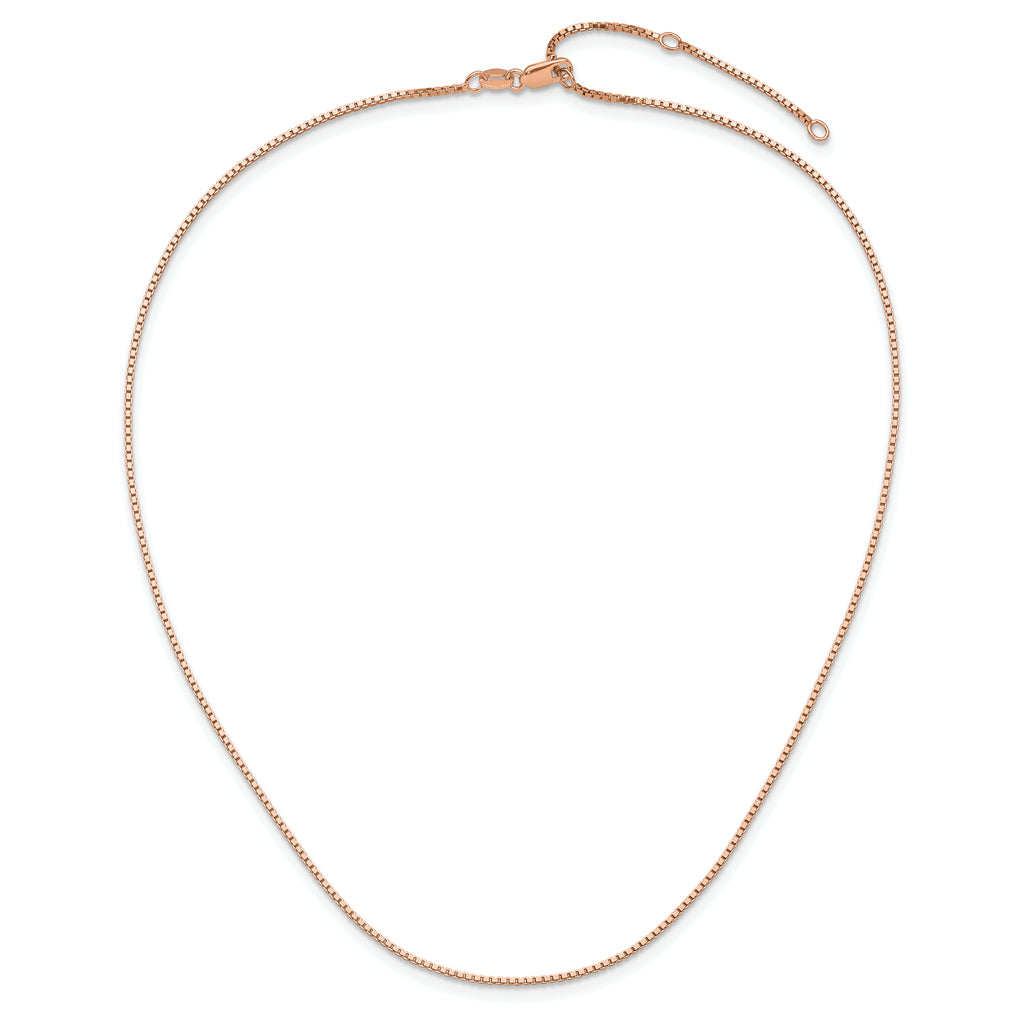 SS Rose Gold-plated 1.1mm Box 1in+1in Adjustable Chain