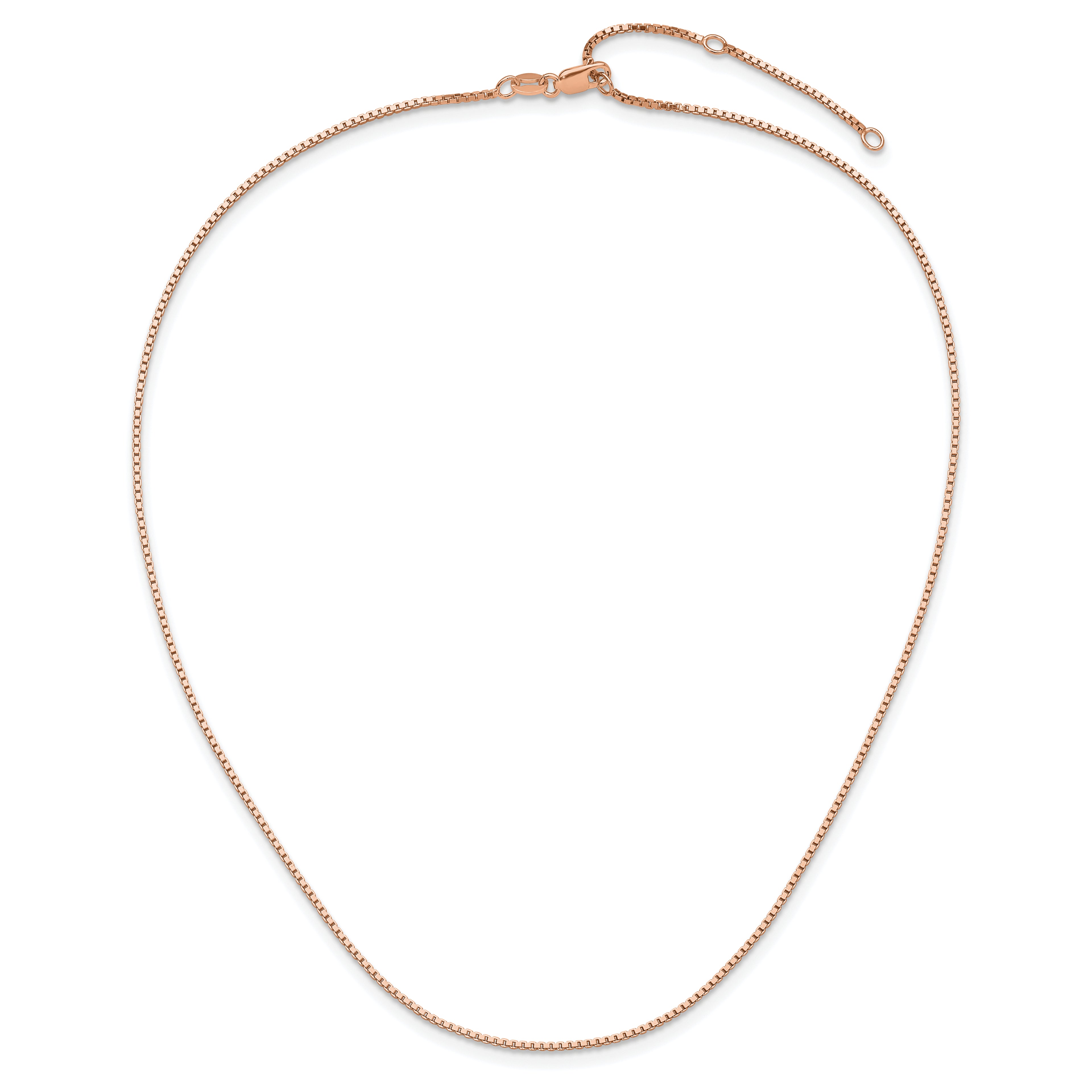 SS Rose Gold-plated 1.1mm Box 1in+1in Adjustable Chain