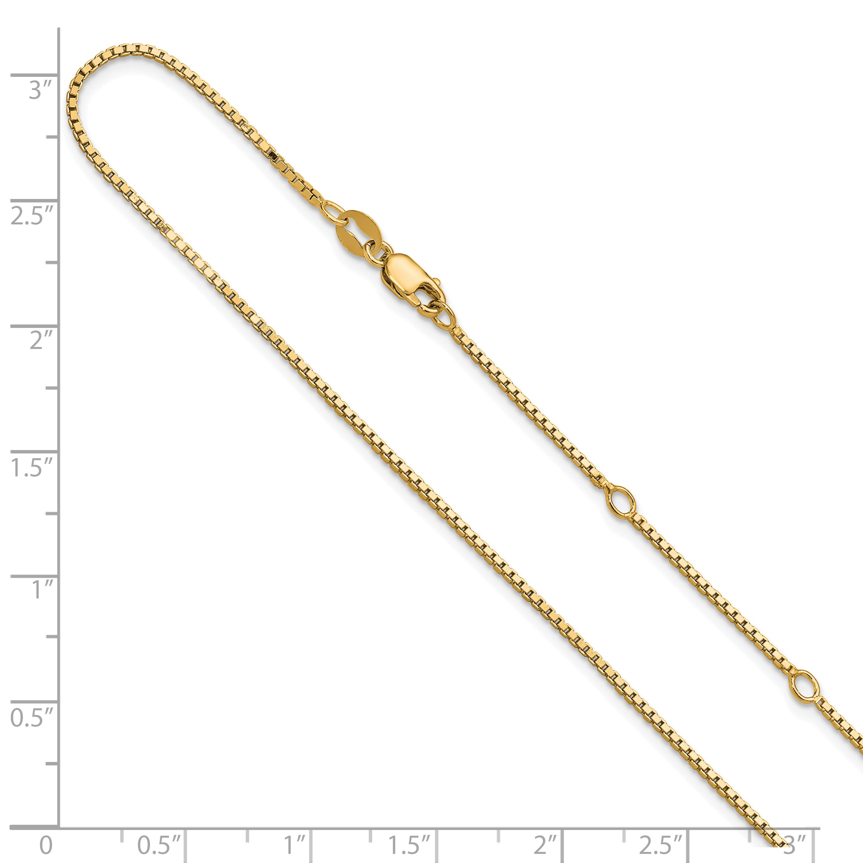 SS Gold-plated 1.1mm Box 1in+1in Adjustable Chain