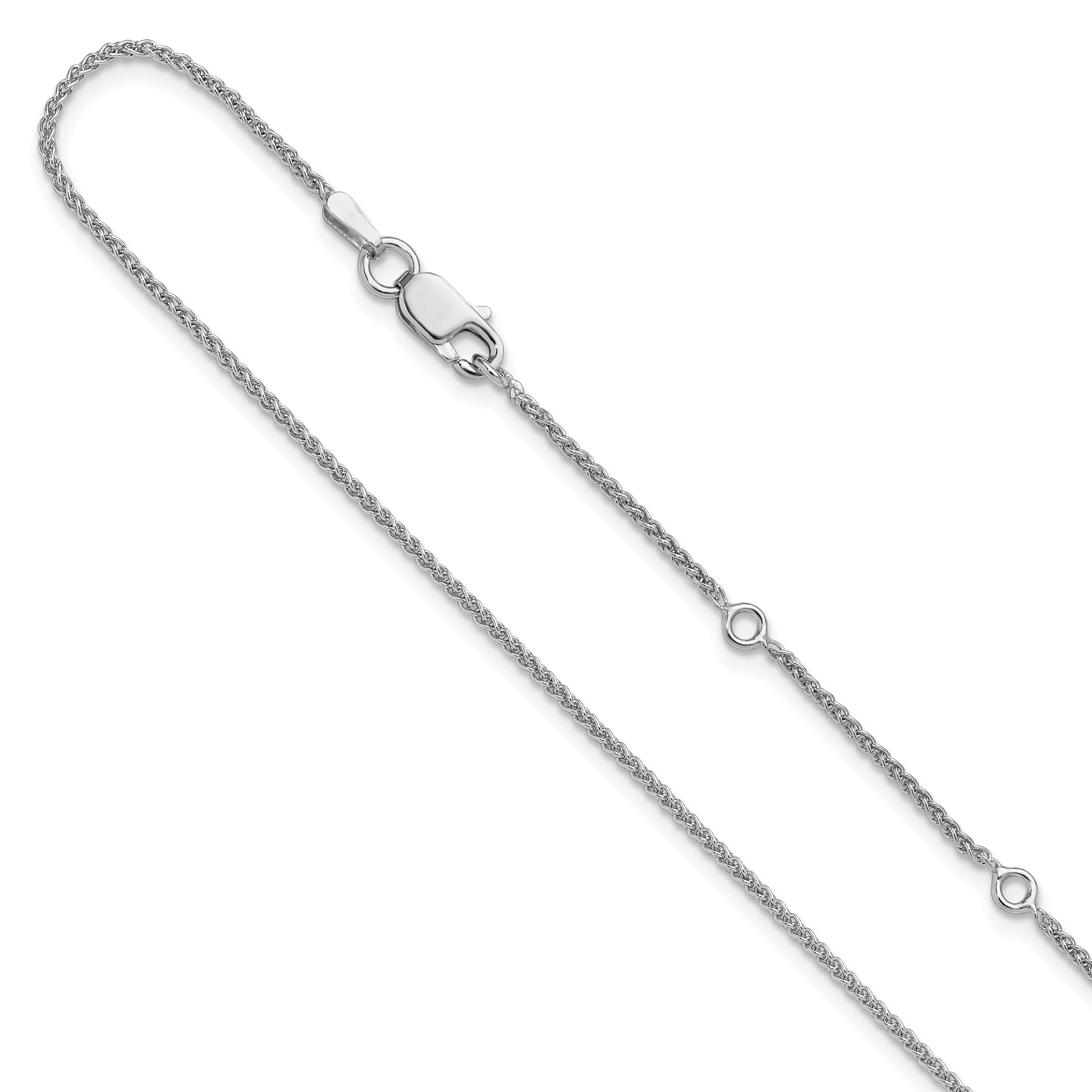 Sterling Silver Rh-plated 1.3mm Spiga 1in+1in Adjustable Chain Main image