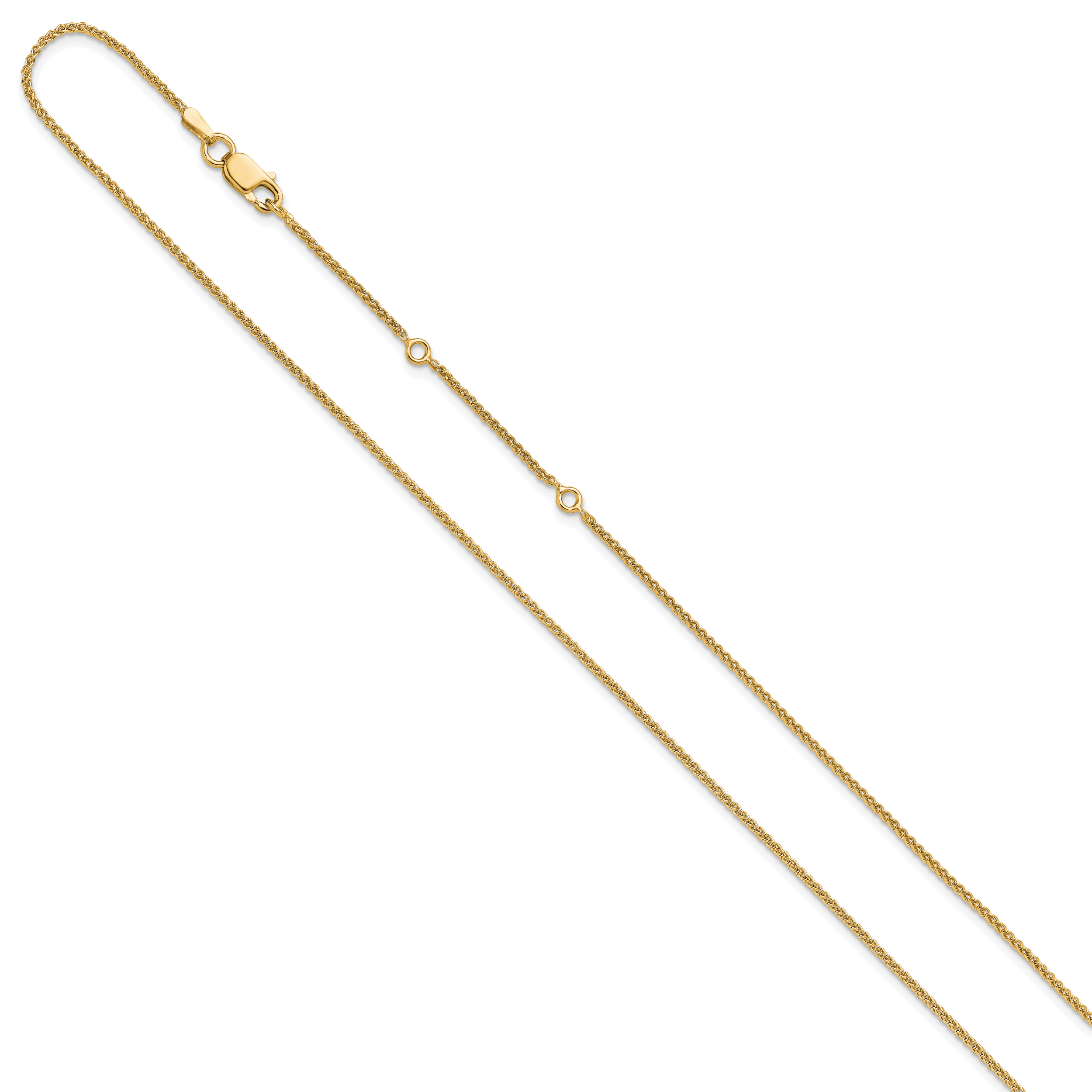 Sterling Silver Gold-plated 1.3mm Spiga 1in+1in Adjustable Chain Secondary image