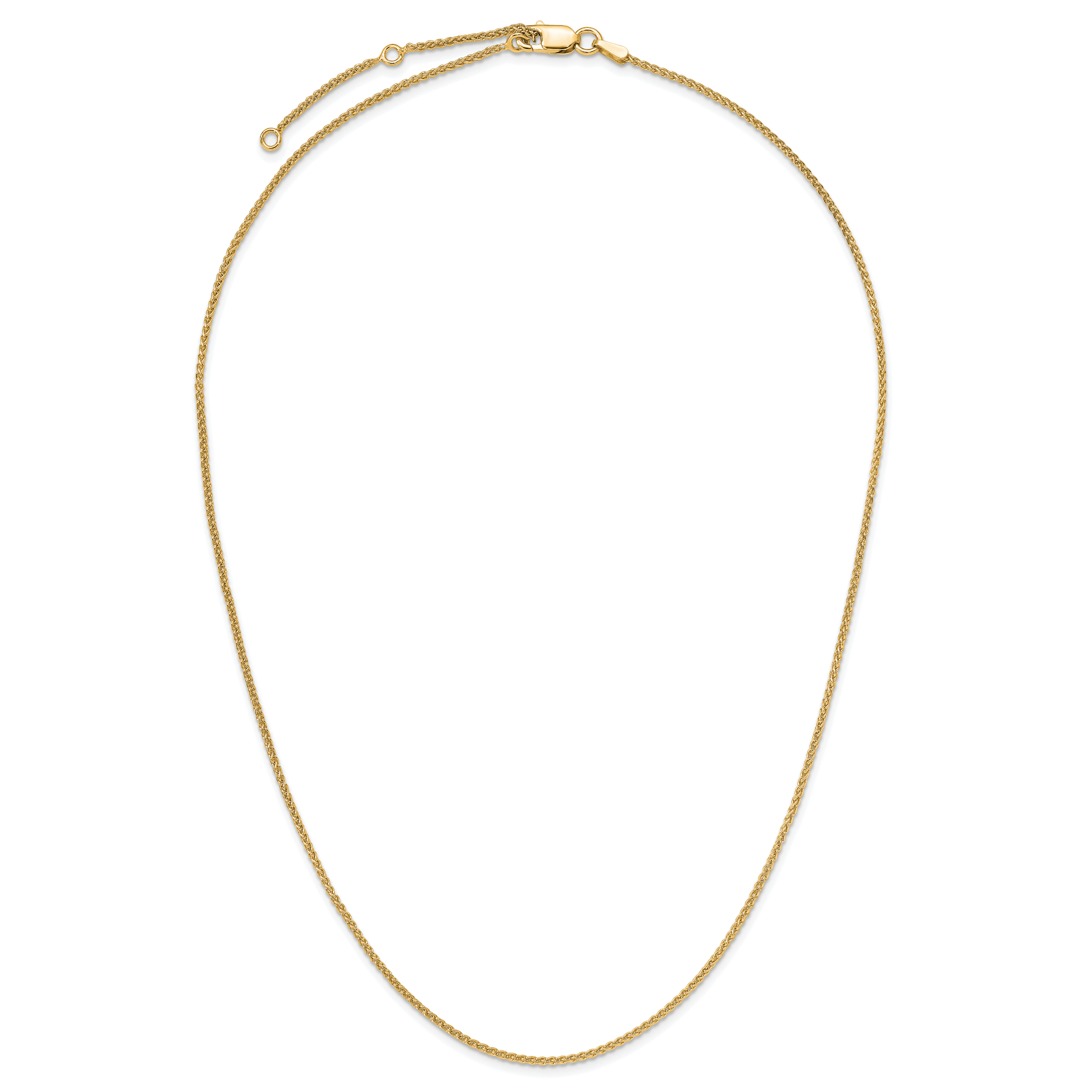 Sterling Silver Gold-plated 1.3mm Spiga 1in+1in Adjustable Chain