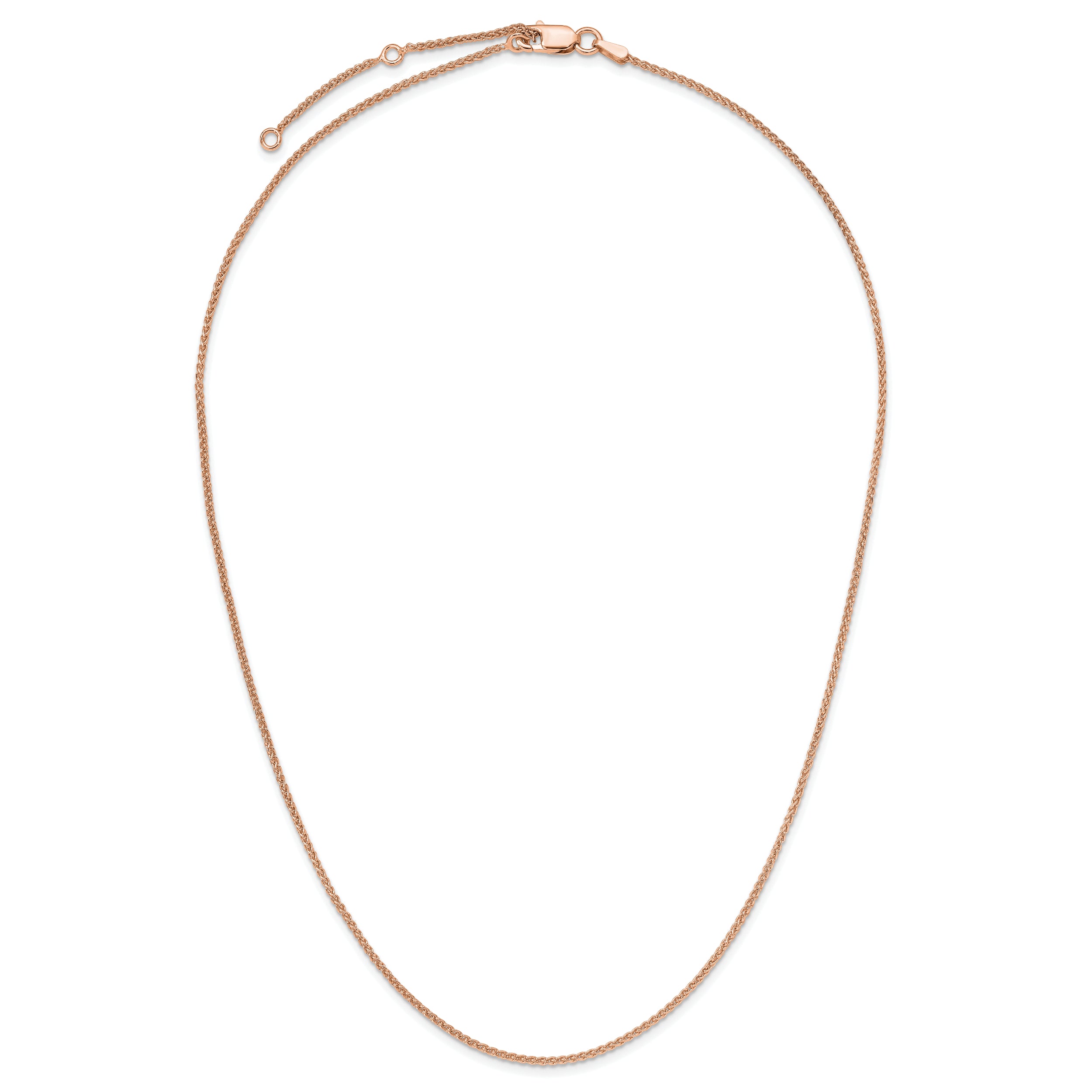 Sterling Silver Rose Gold-plated 1.3mm Spiga 1in+1in Adjustable Ch
