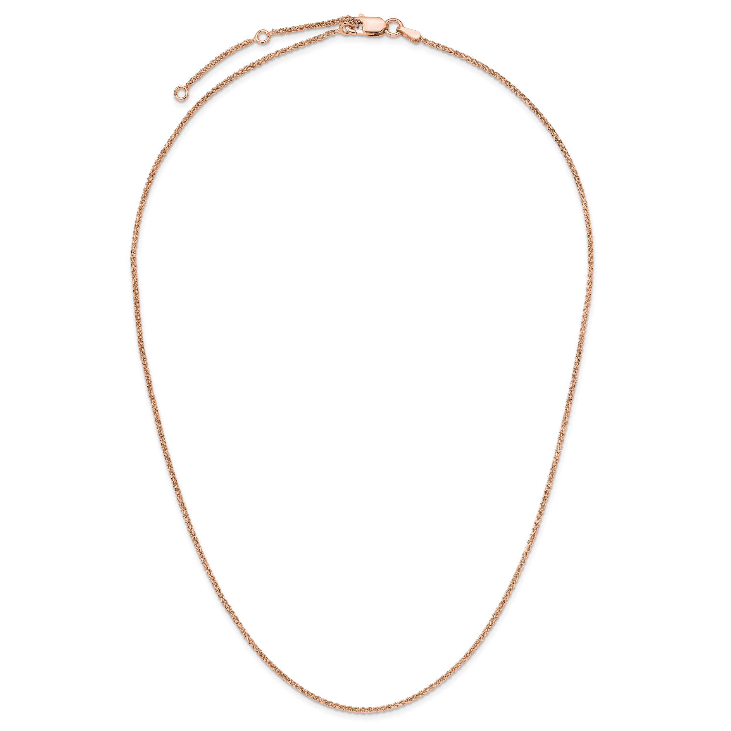 Sterling Silver Rose Gold-plated 1.3mm Spiga 1in+1in Adjustable Ch