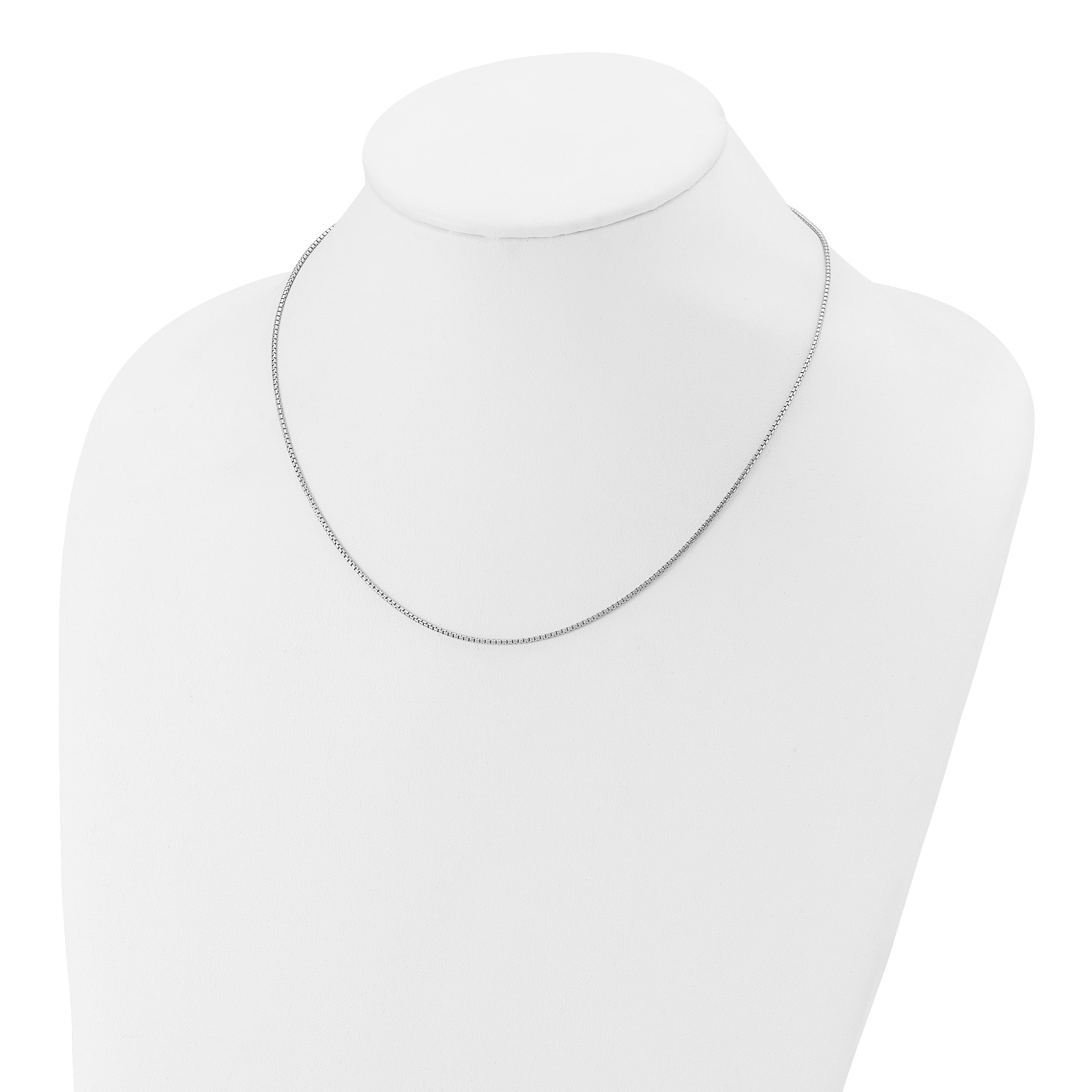 Sterling Silver Rh-plated 1.25mm Round Box 1in+1in Adj. Chain