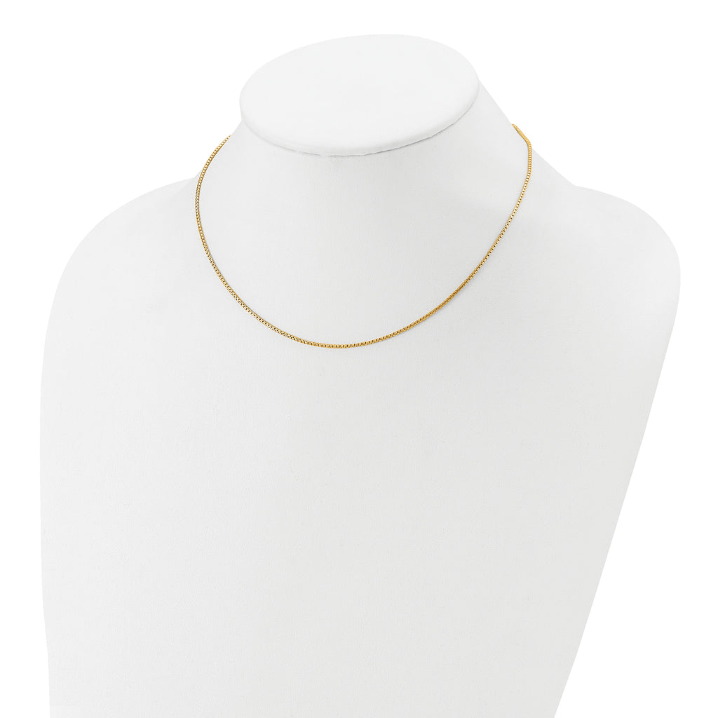 Sterling Silver Gold-plated 1.2mm Round Box 1in+1in Adj. Chain