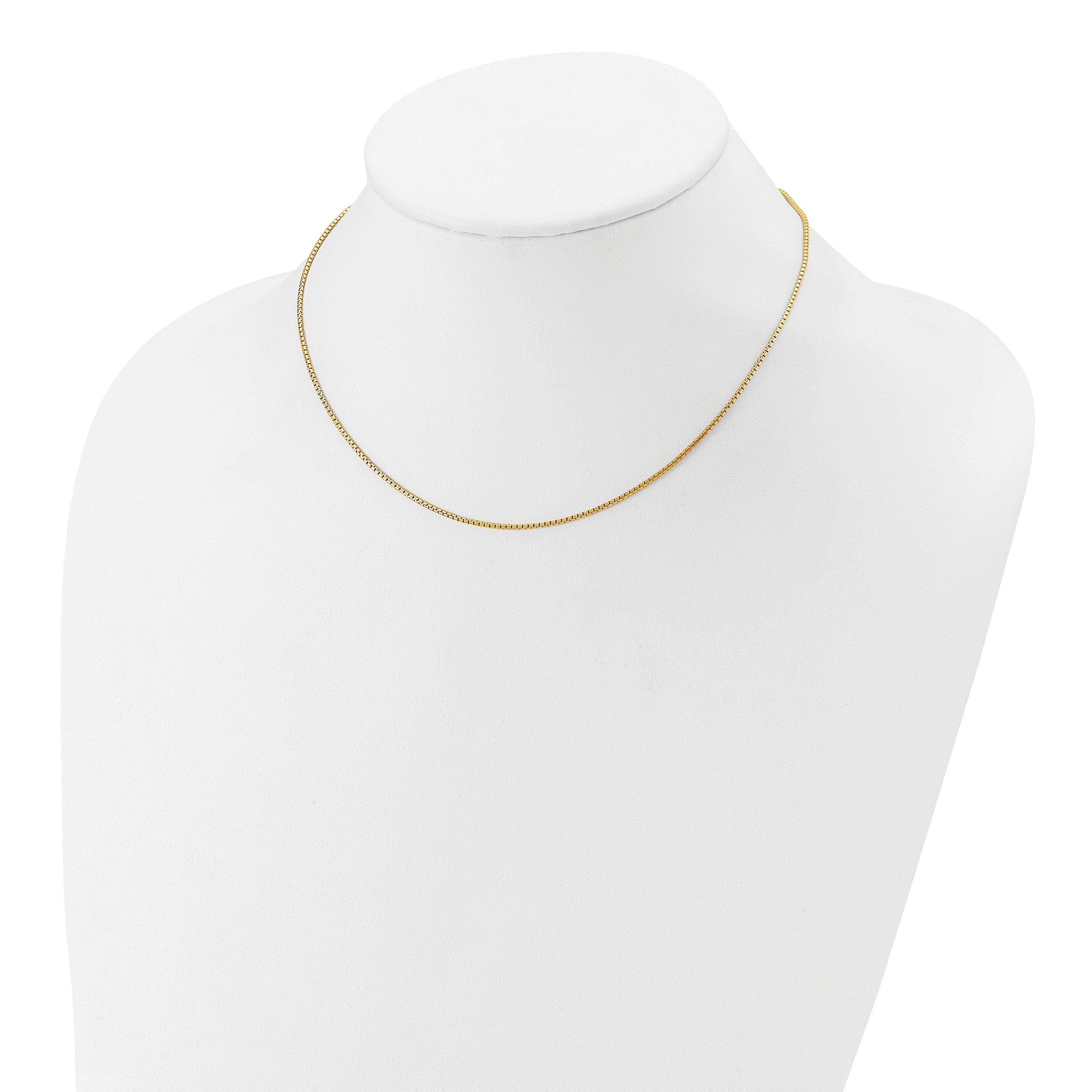 Sterling Silver Gold-plated 1.2mm Round Box 1in+1in Adj. Chain